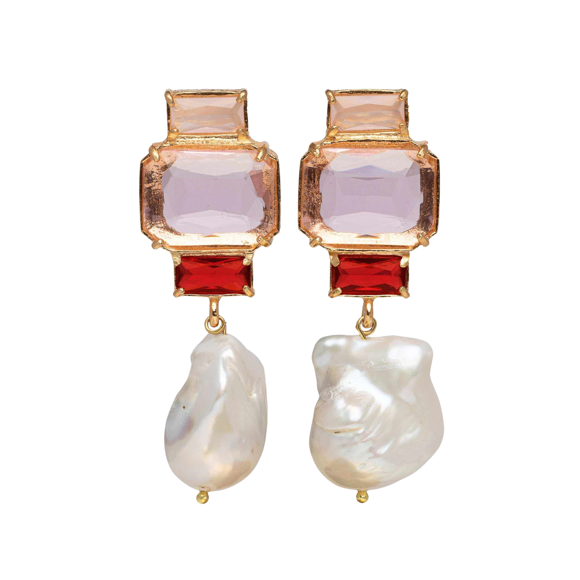 Bambina Pink & Pearl Earrings by Christie Nicolaides