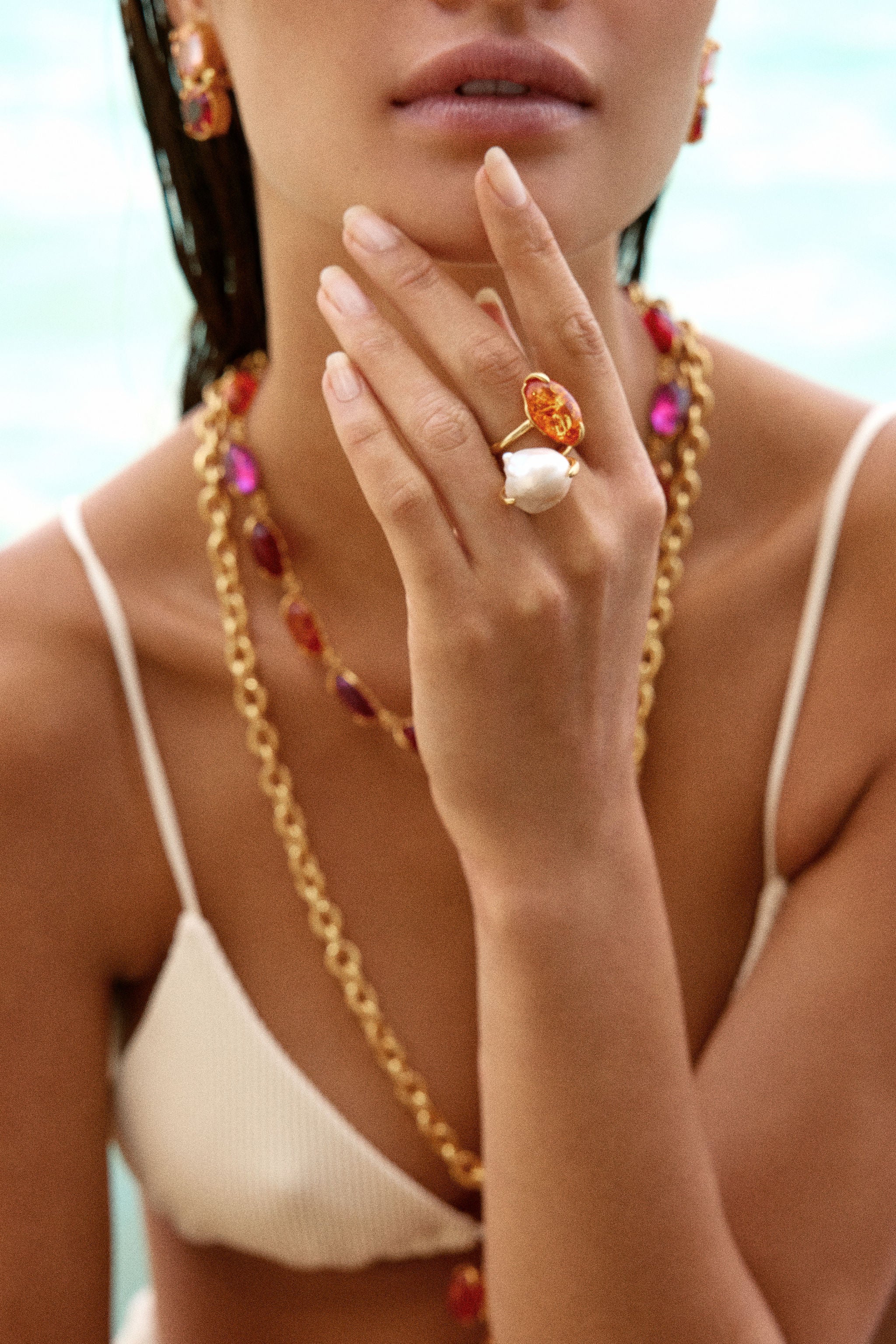 Christie Nicolaides Cloe Ring, Pearl, 24k gold plated