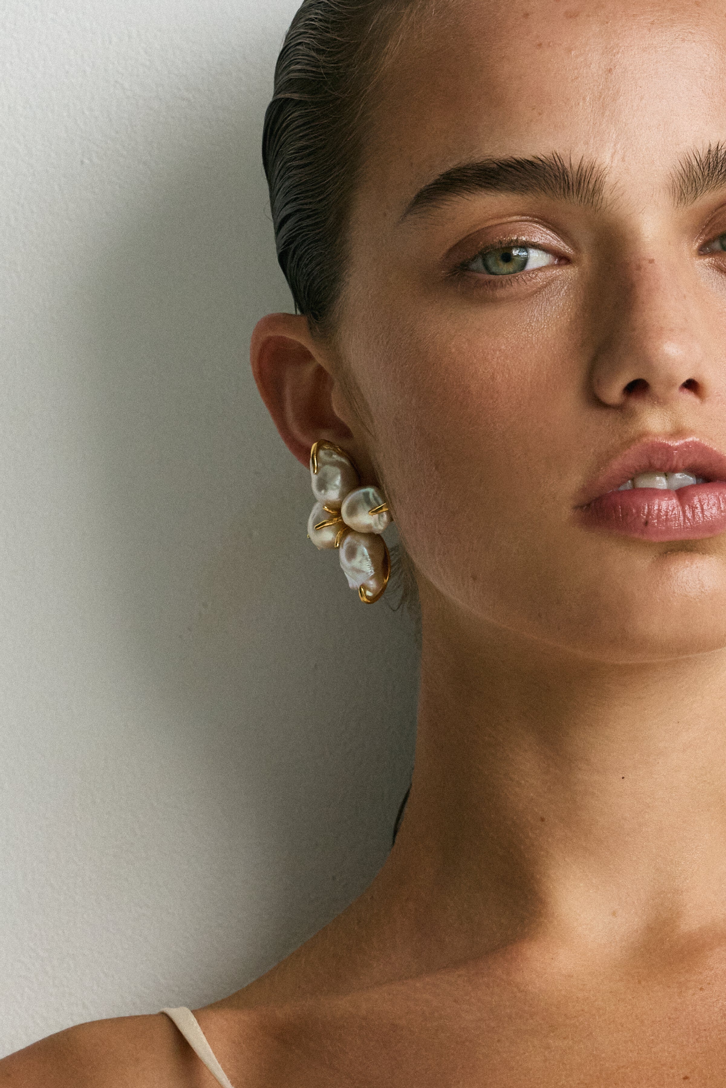 Luxury Designer Cordelia Pearl Flower Earrings by Christie Nicolaides