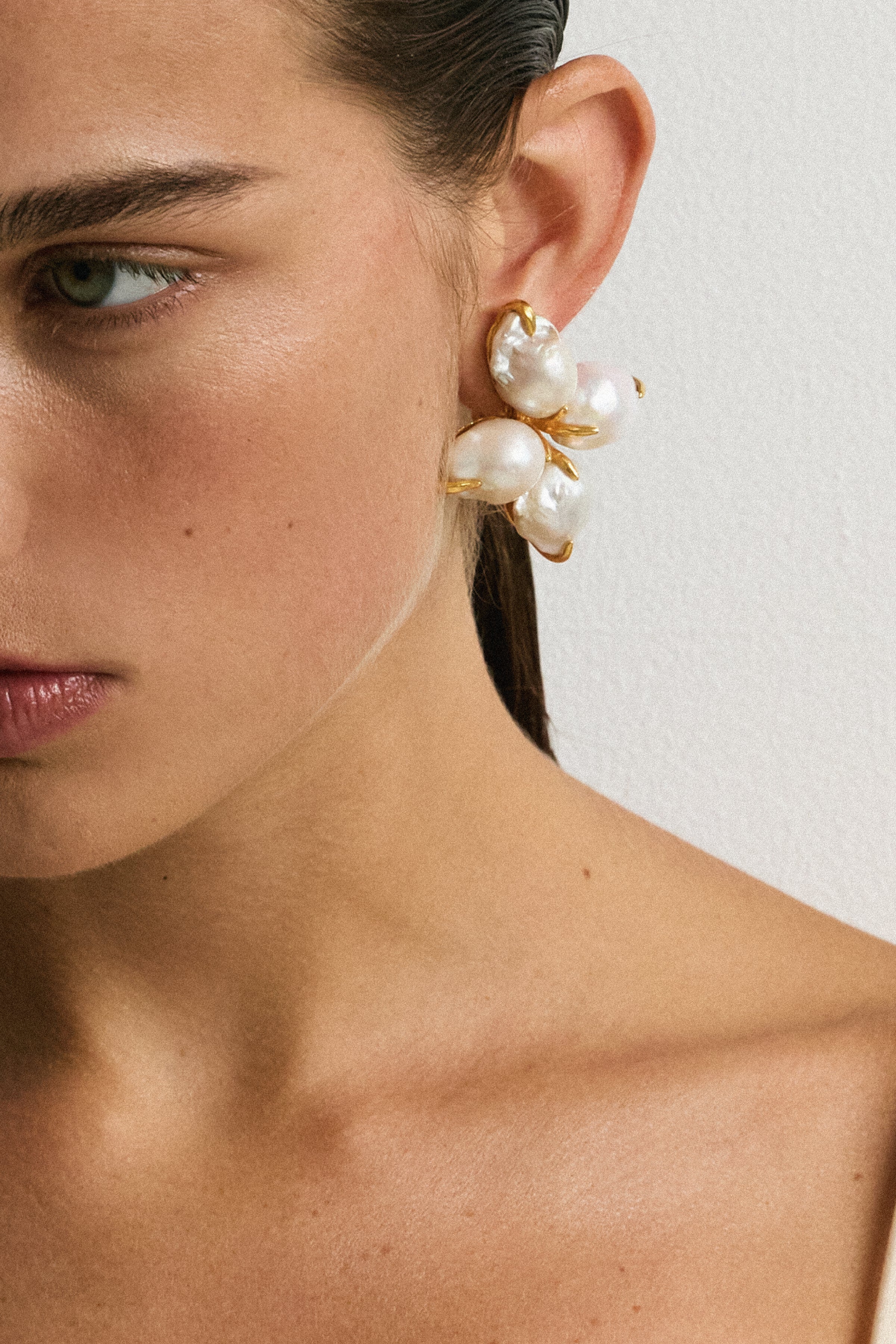 Luxury Designer Cordelia Pearl Flower Earrings by Christie Nicolaides