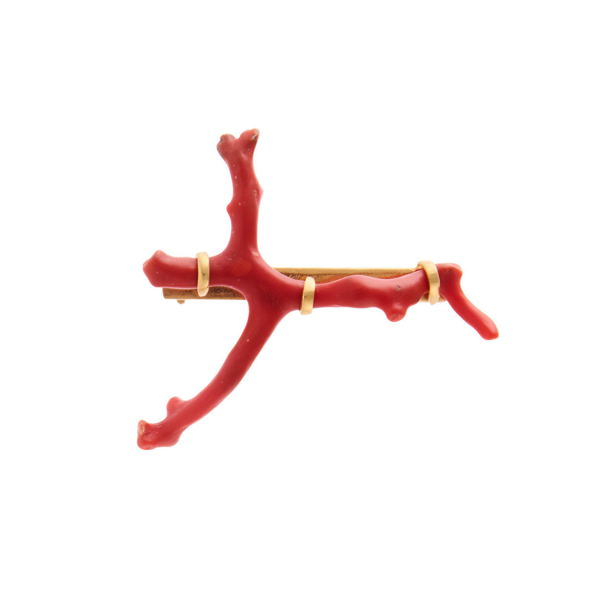 Missono Red Coral Gold Brooch by Christie Nicolaides