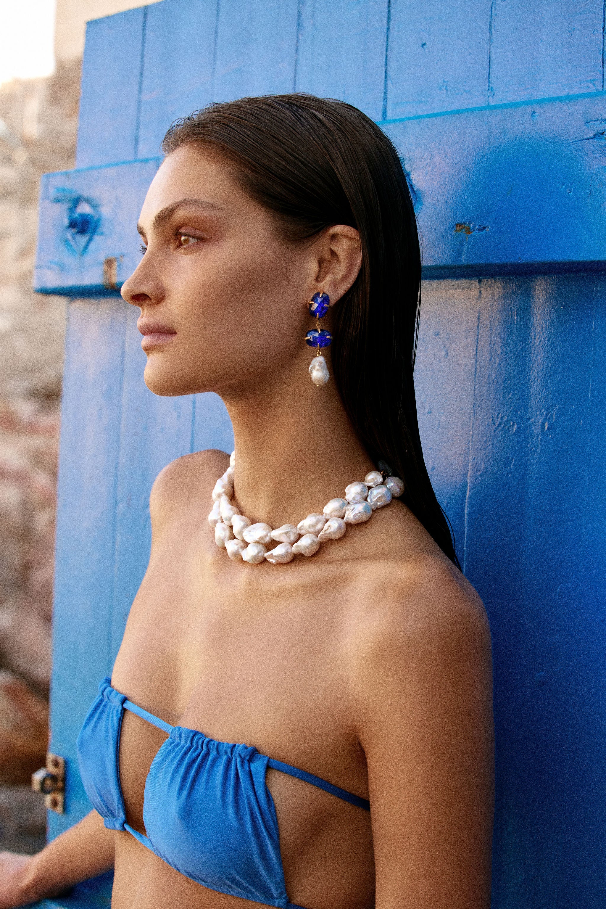 Gia Earrings Dark Blue