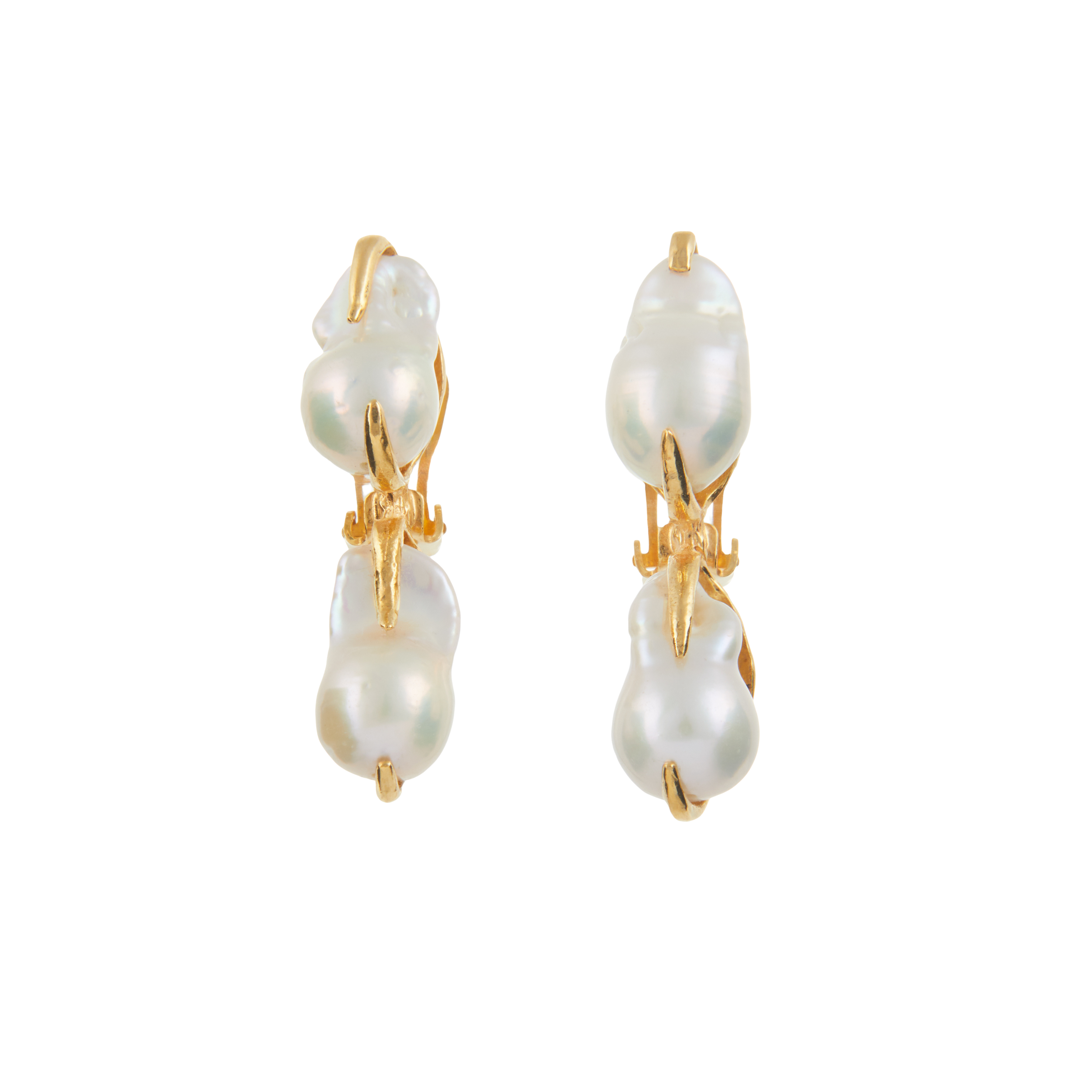 Luxury Designer Calli Pearl Gold Earrings by Christie Nicolaides