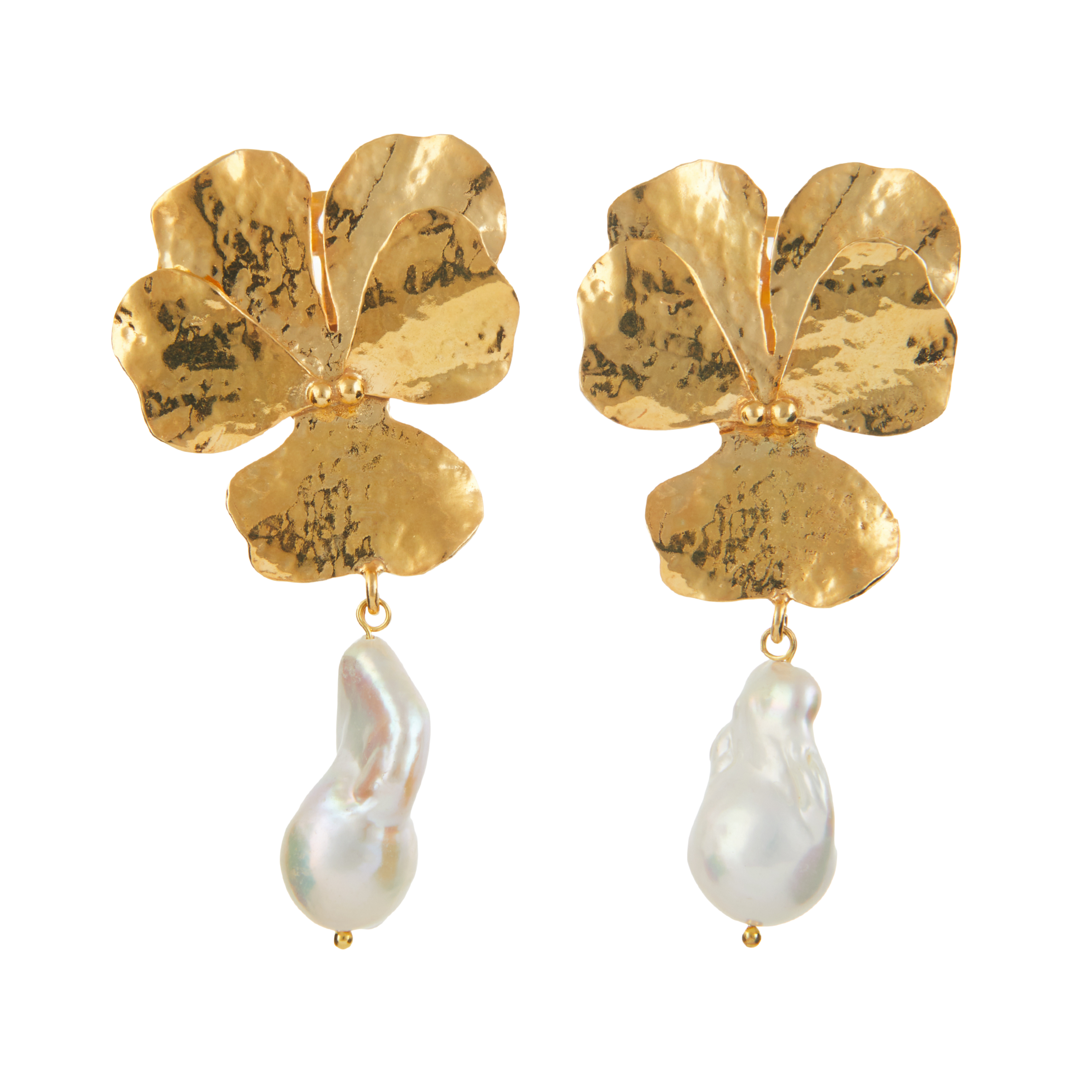 Luxury Designer Emilia Gold Flower Earrings by Christie Nicolaides