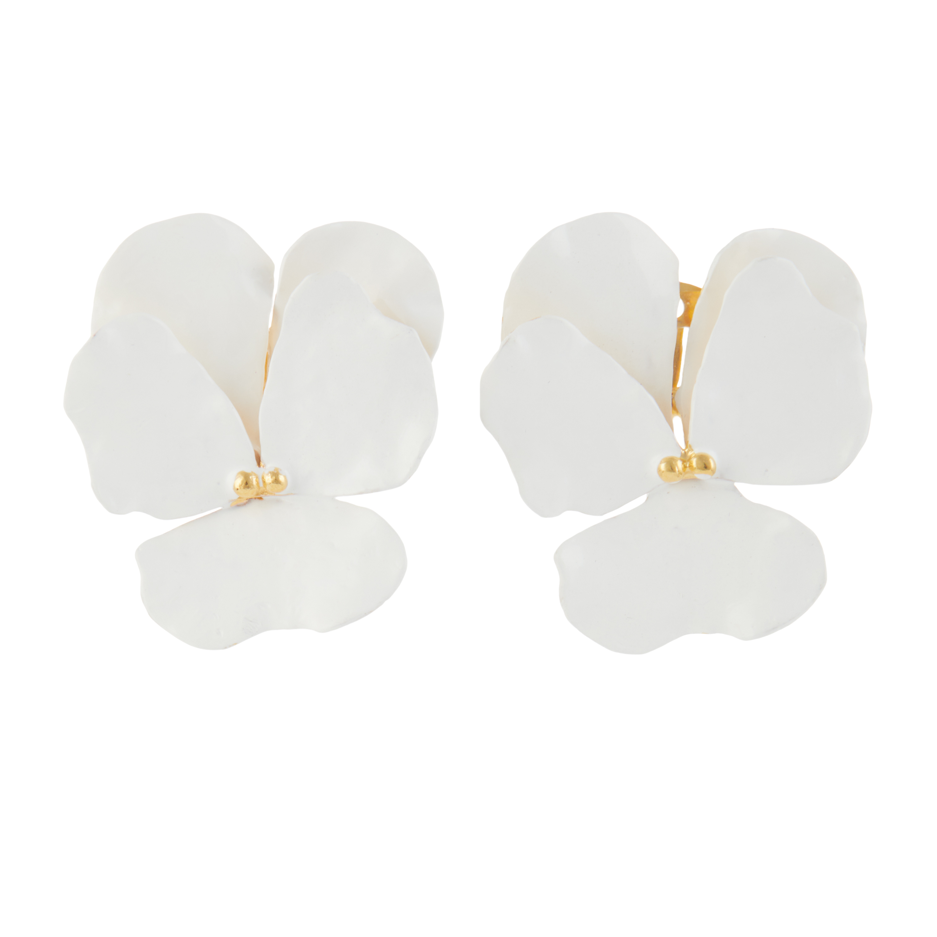Luxury Designer Mia White Flower Earrings by Christie Nicolaides