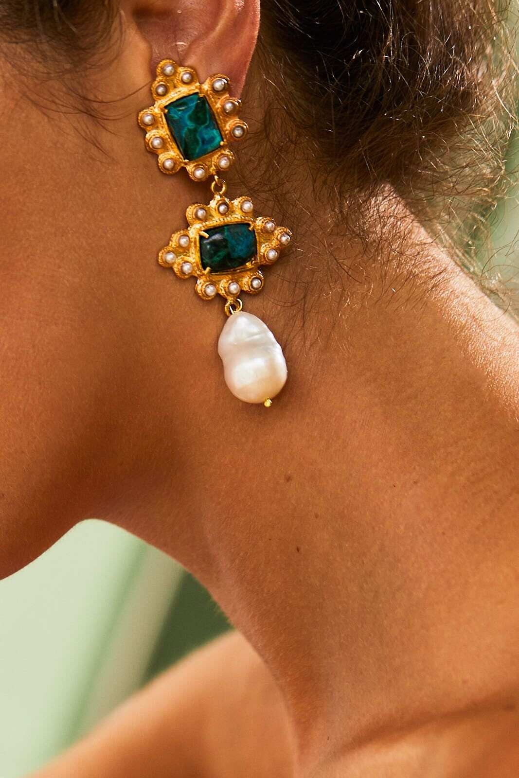 Luxury Designer Graciela Green & Blue Earrings by Christie Nicolaides