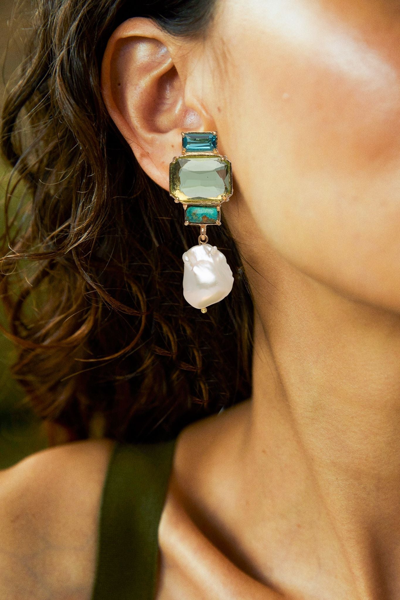 Luxury Designer Bambina Pale Green Earrings by Christie Nicolaides