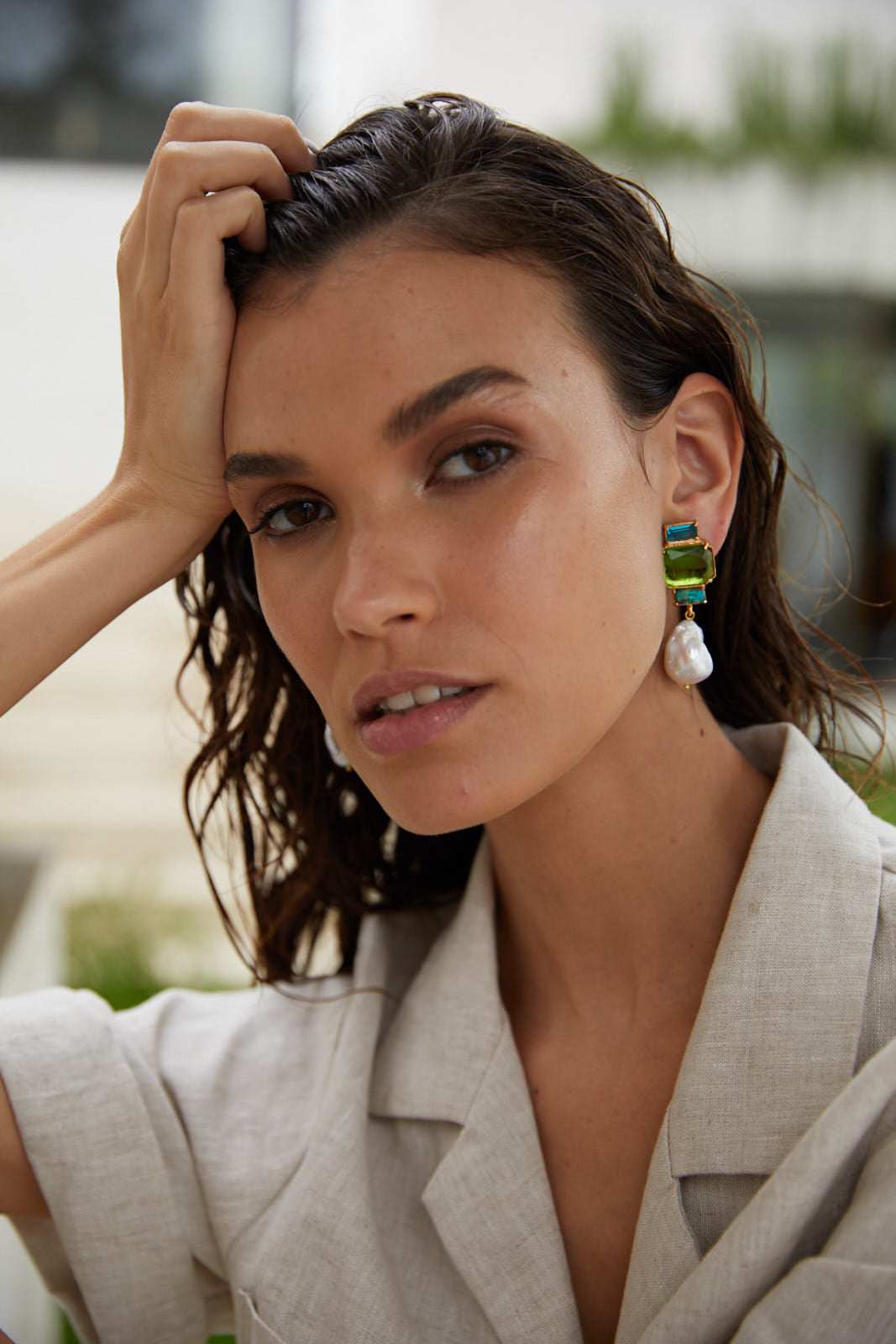 Luxury Designer Bambina Pale Green Earrings by Christie Nicolaides
