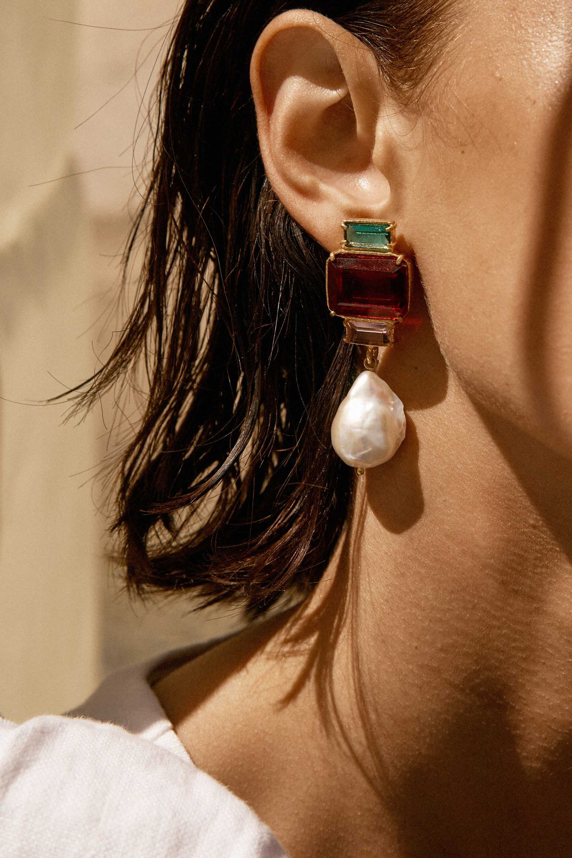 Designer Hot Pink Crystal Bambina Earrings by Christie Nicolaides