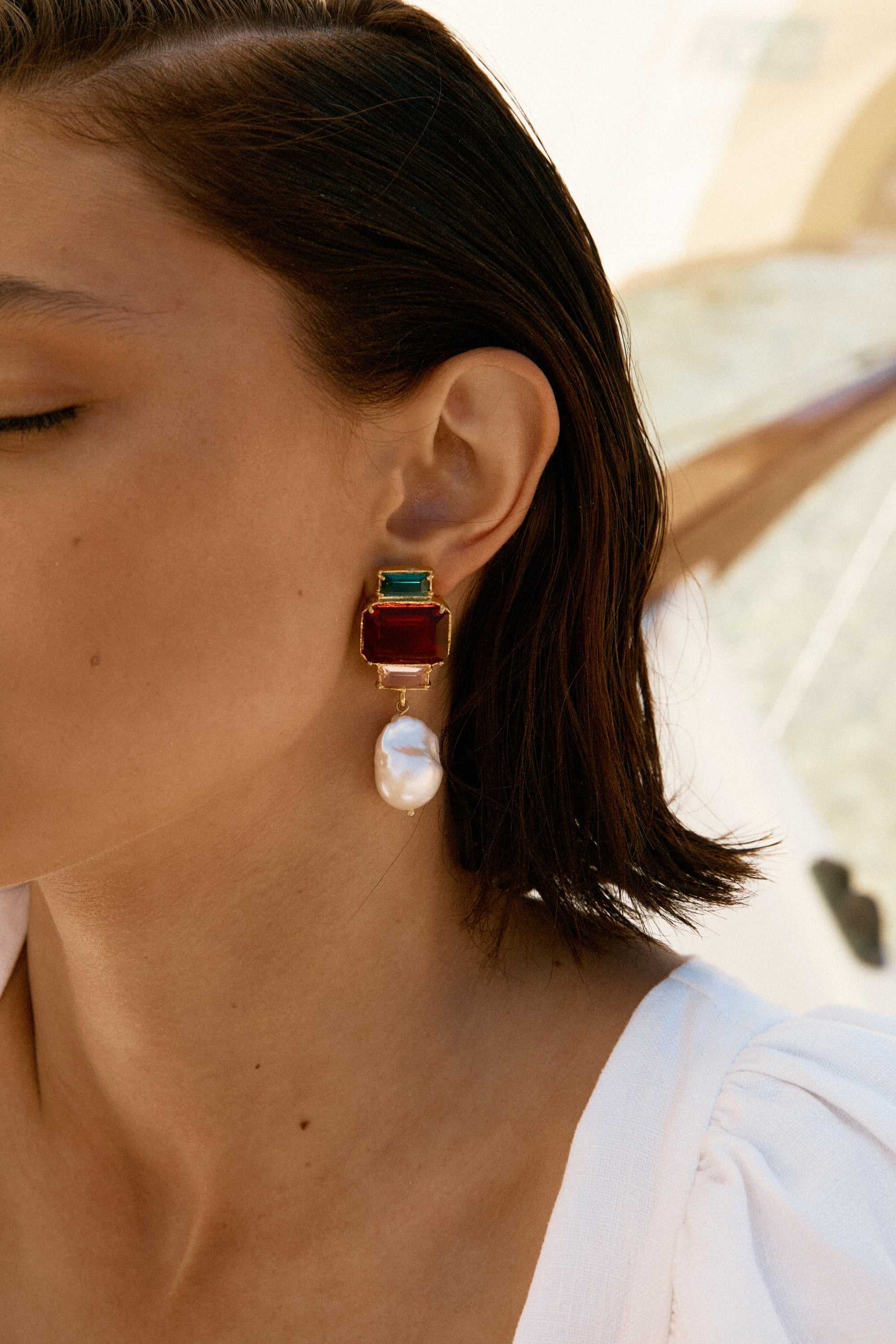 Designer Hot Pink Crystal Bambina Earrings by Christie Nicolaides