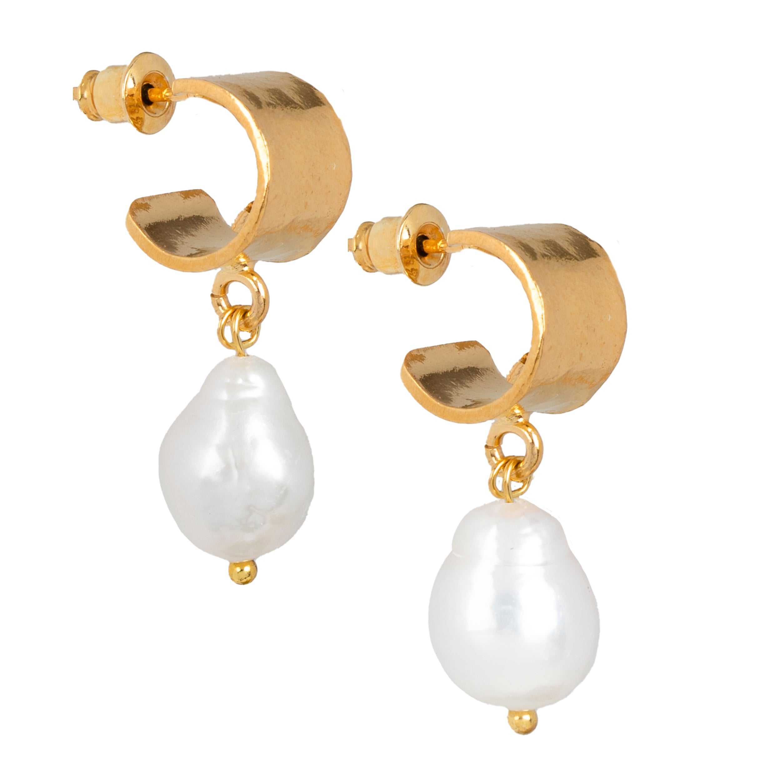 Luxury Designer Gold Pearl Ari Hoops by Christie Nicolaides