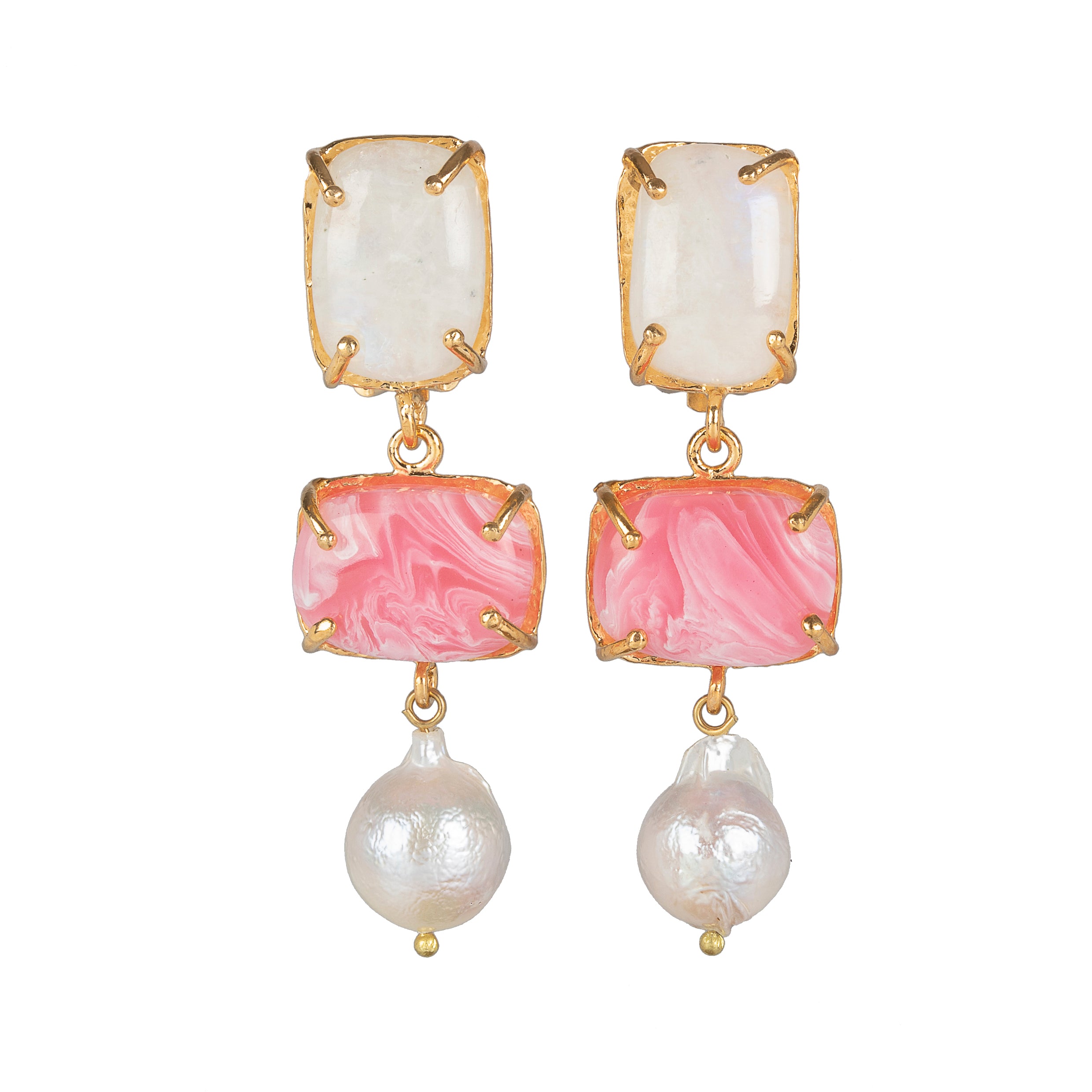 Loren Earrings White & Pink