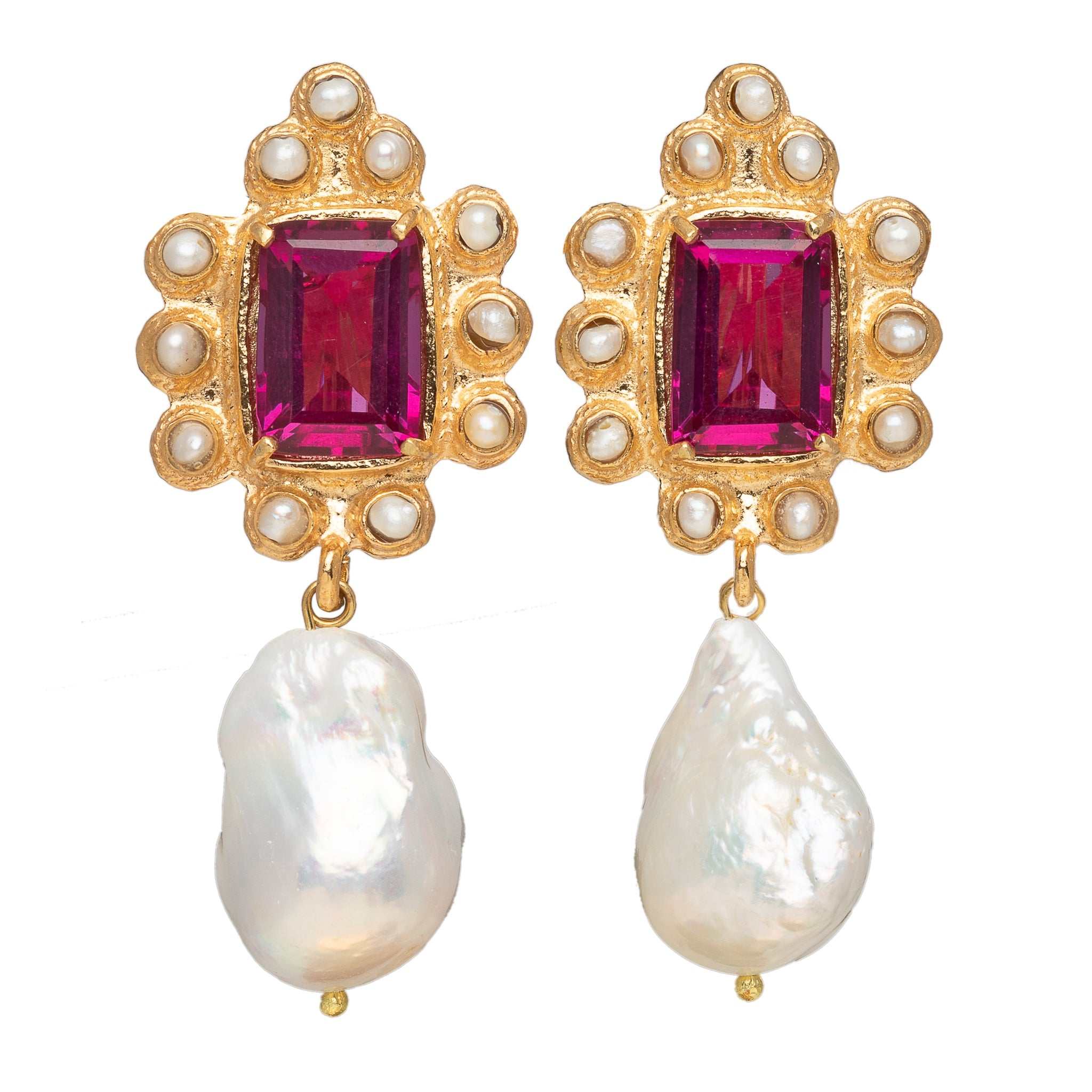Luxury Designer Amalita Hot Pink Earrings by Christie Nicolaides