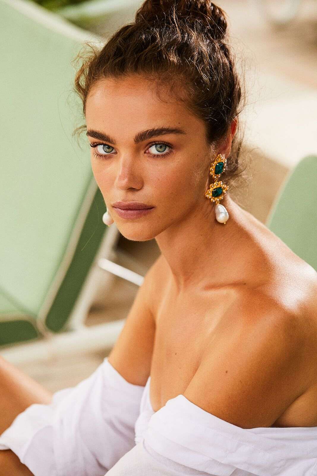 Luxury Designer Graciela Green & Blue Earrings by Christie Nicolaides