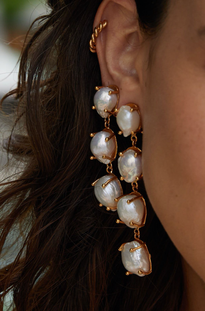 Sorella Earrings Gold & Pearl