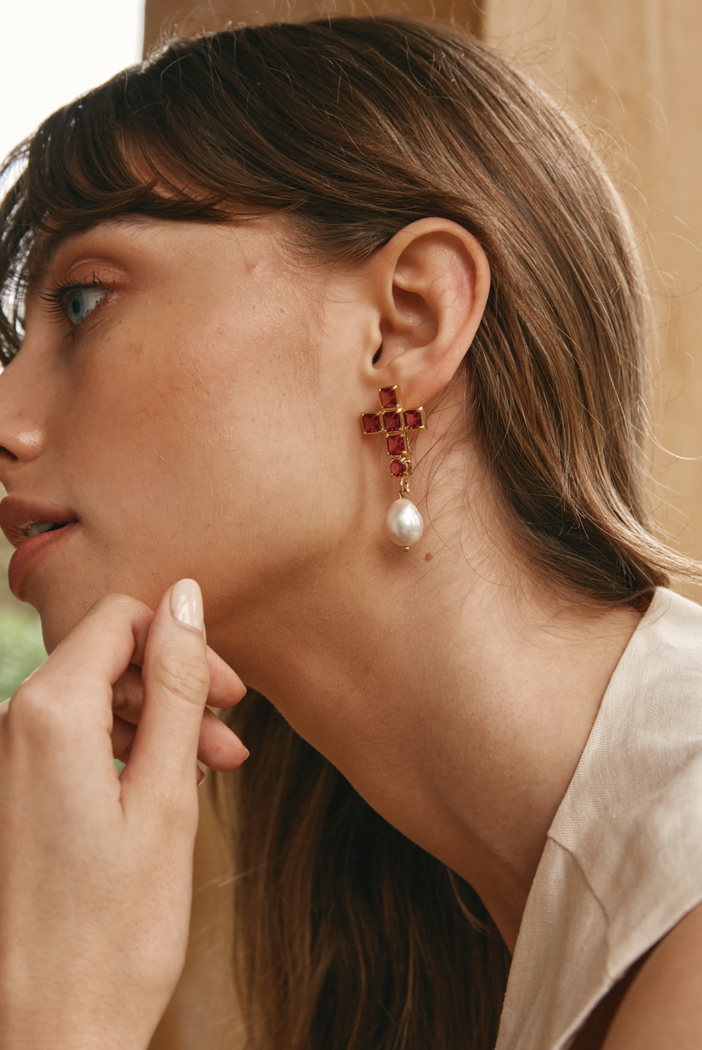 Designer Statement Cross Hot Pink Emme Earrings Christie Nicolaides