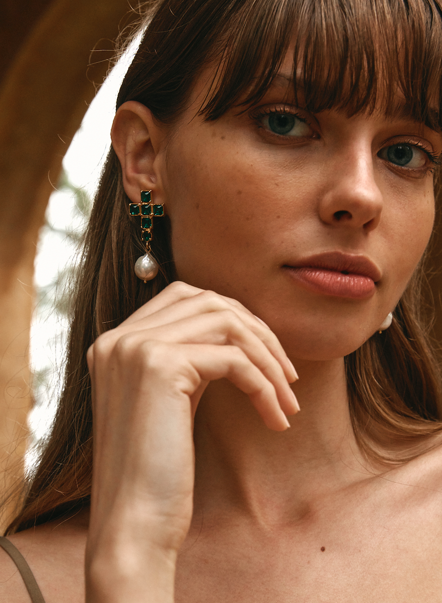 Emme Earrings Dark Green