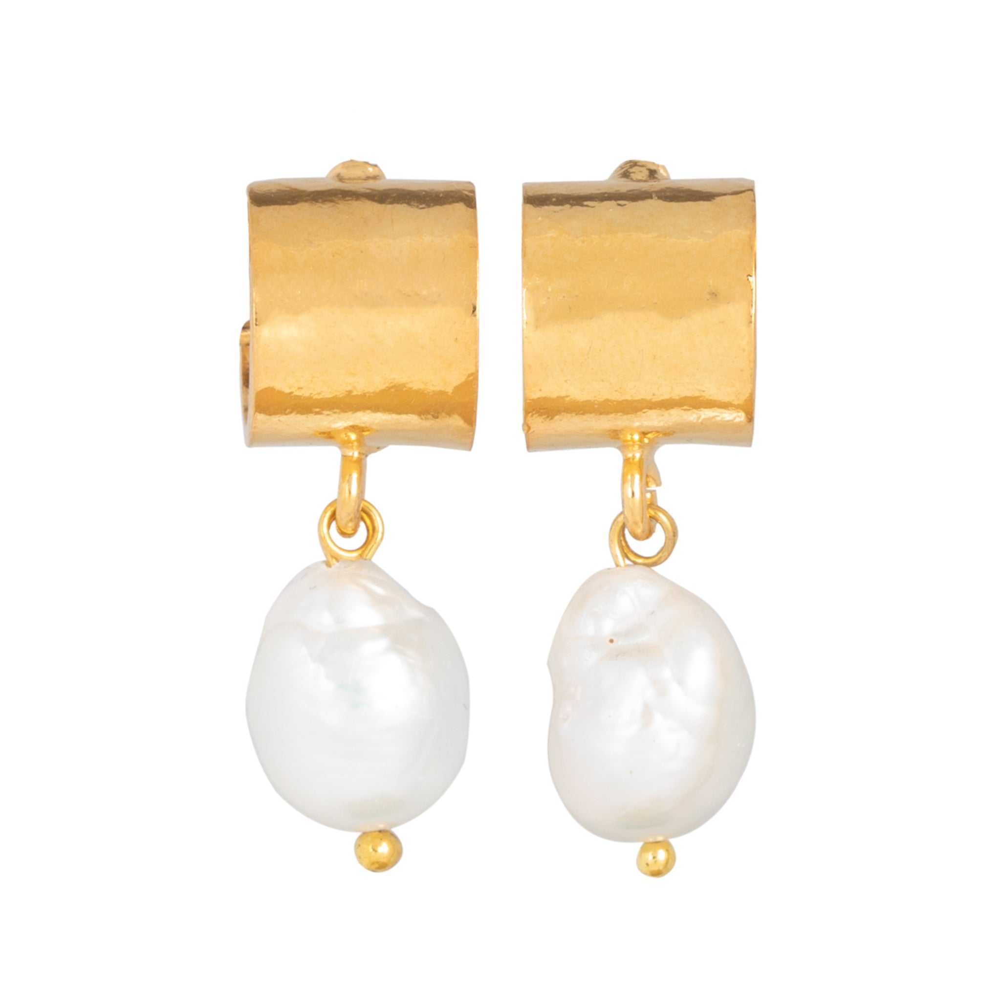 Luxury Designer Gold Pearl Ari Hoops by Christie Nicolaides