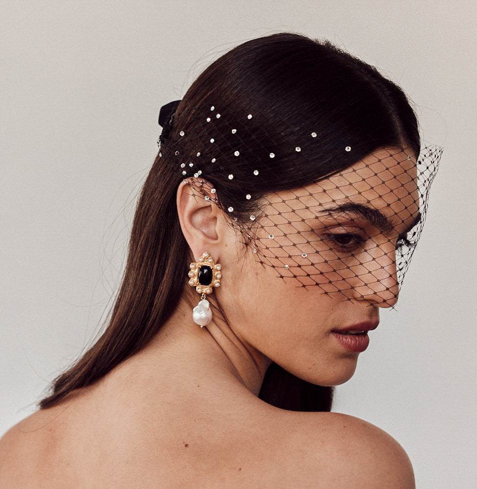 Designer Luxury Amalita Black Bridal Earrings by Christie Nicolaides