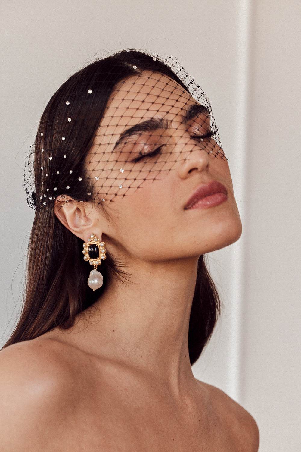 Designer Luxury Amalita Black Bridal Earrings by Christie Nicolaides