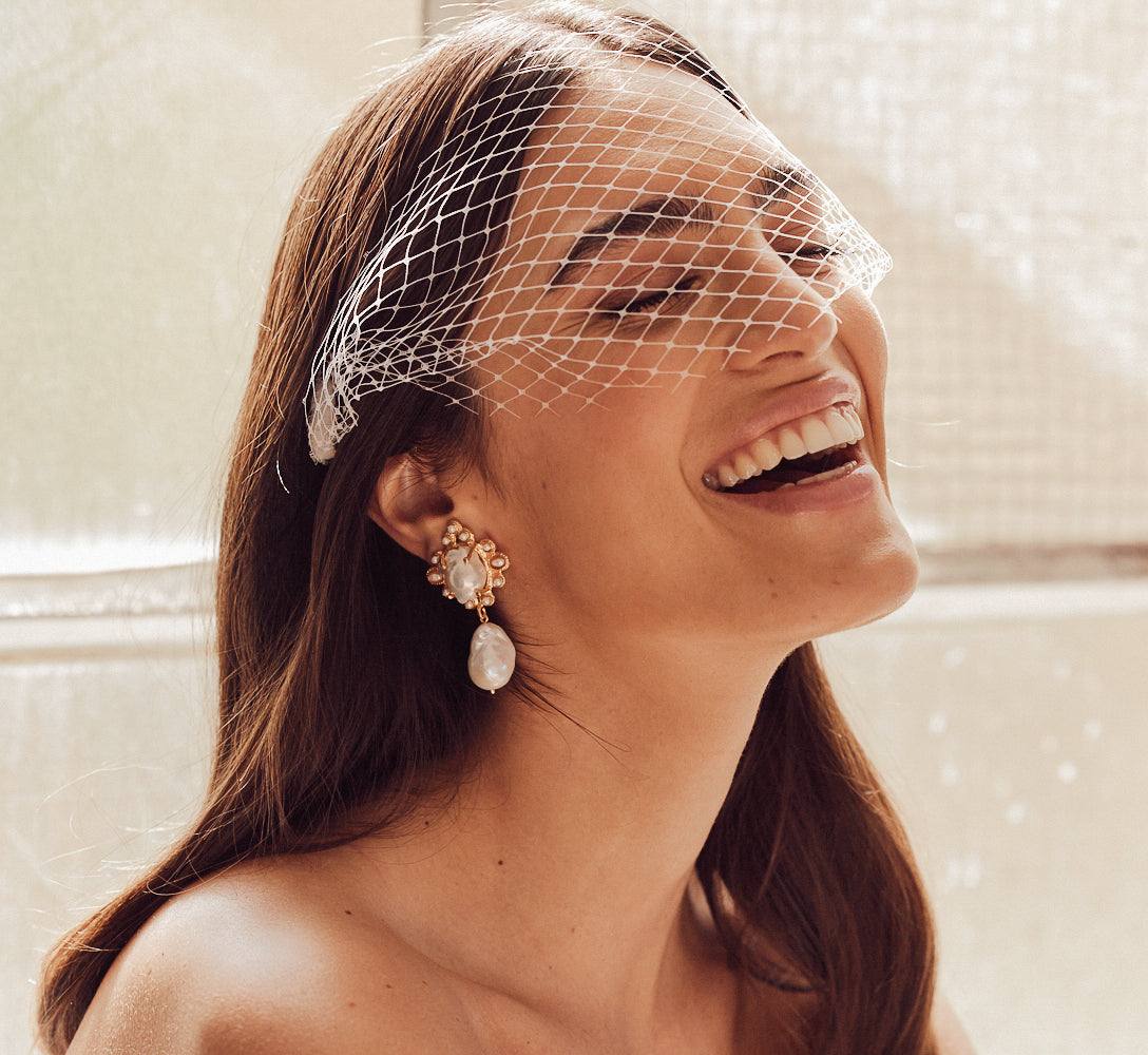 Luxury Designer Amalita Bridal Pearl Earrings by Christie Nicolaides