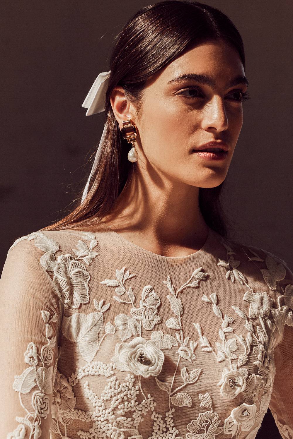 Luxury Designer Bambina Chocolate Bridal Earrings by Christie Nicolaides