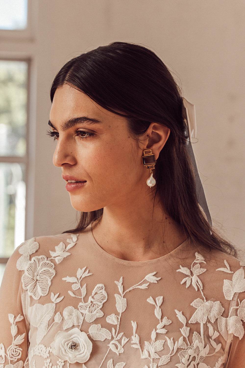 Luxury Designer Bambina Chocolate Bridal Earrings by Christie Nicolaides