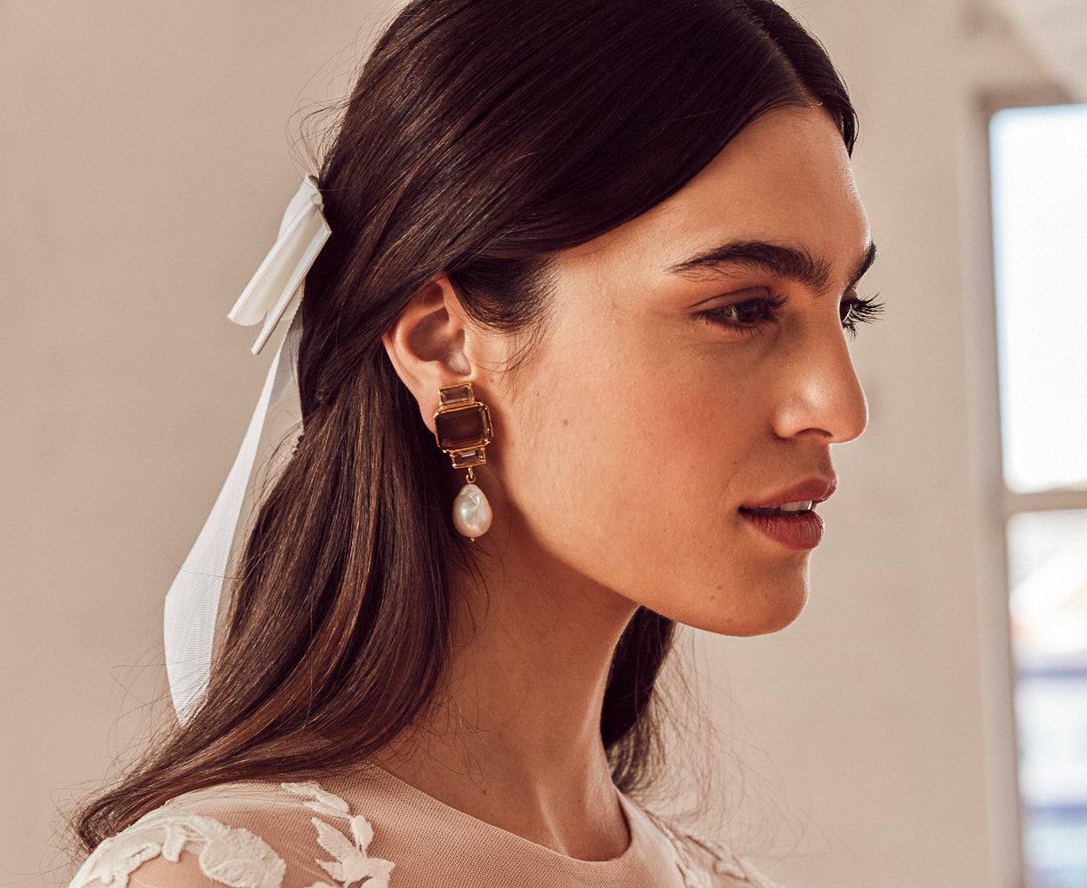 Luxury Designer Bambina Chocolate Bridal Earrings by Christie Nicolaides