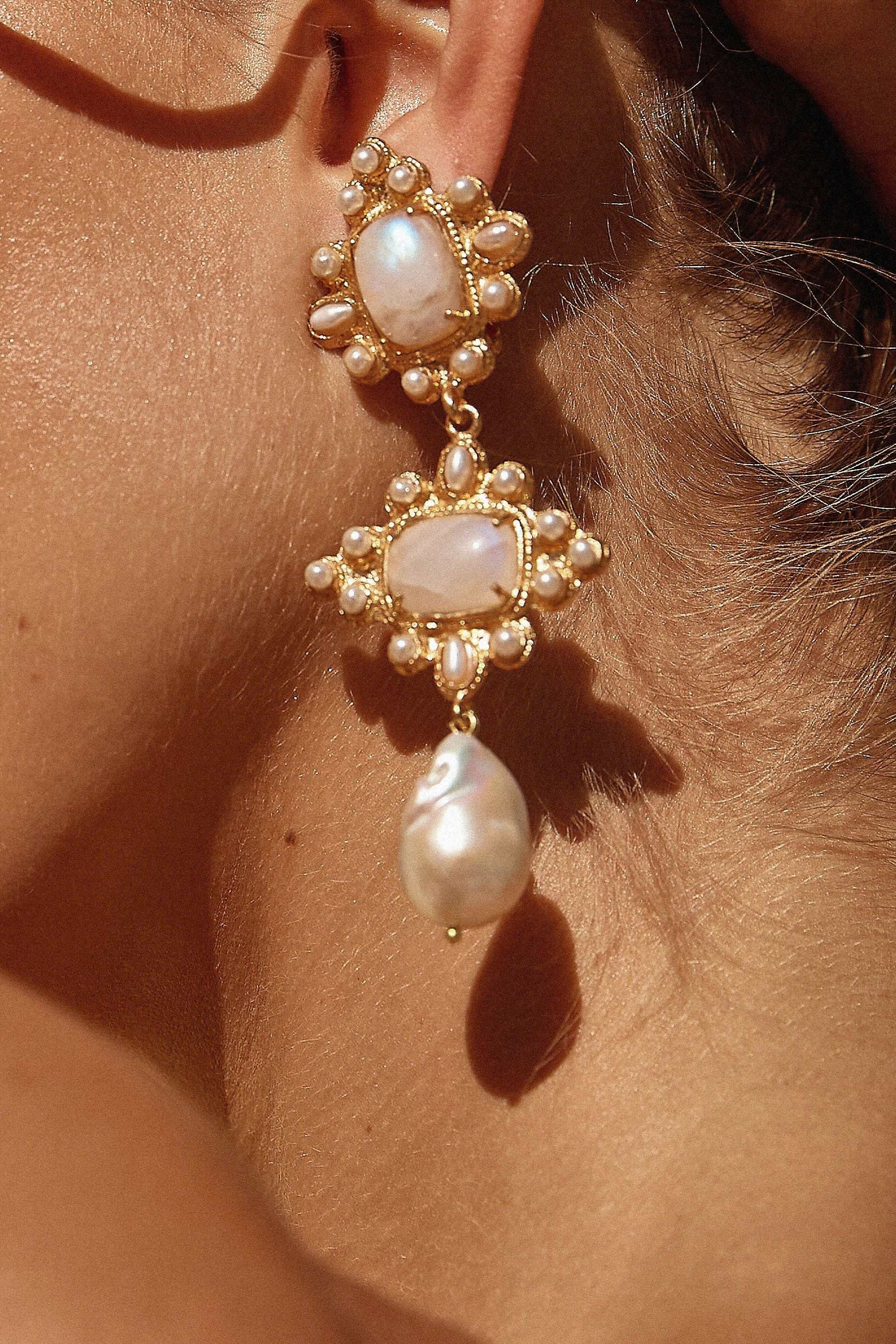 Luxury Designer Charlotte White Earrings by Christie Nicolaides