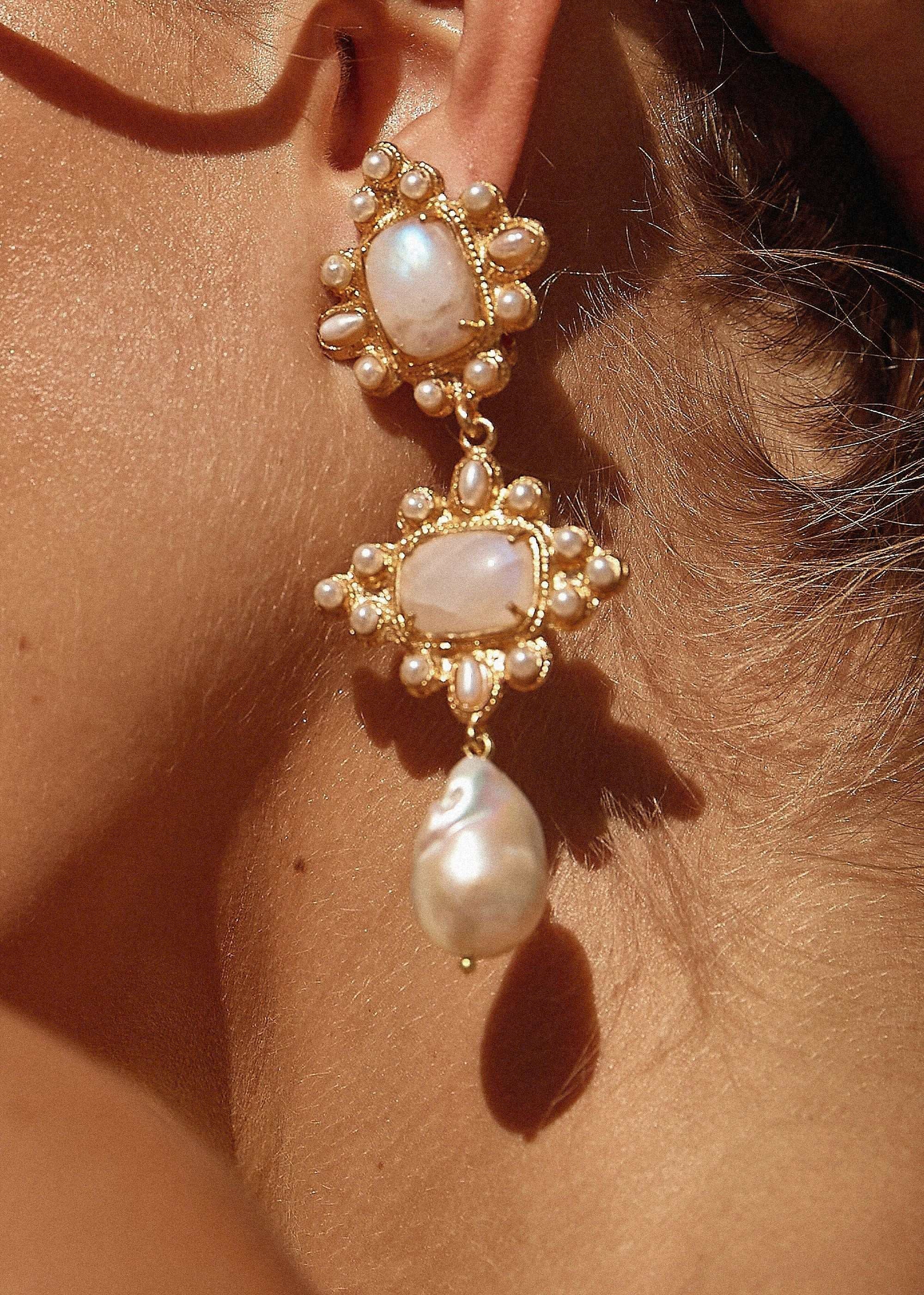Luxury Designer Charlotte White Earrings by Christie Nicolaides