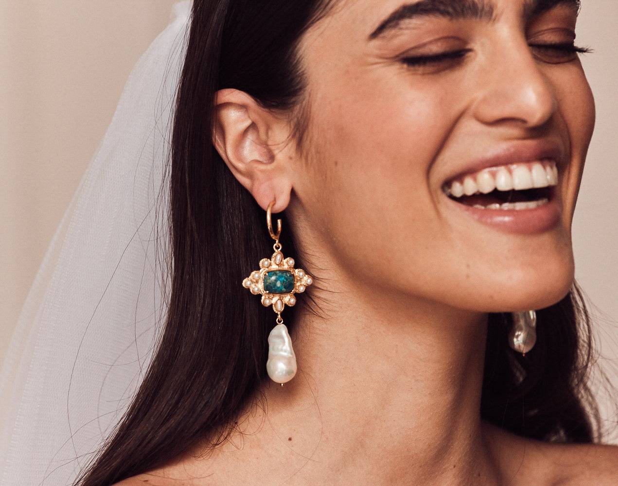 Luxury Designer Luella Turquoise Bridal Earrings by Christie Nicolaides