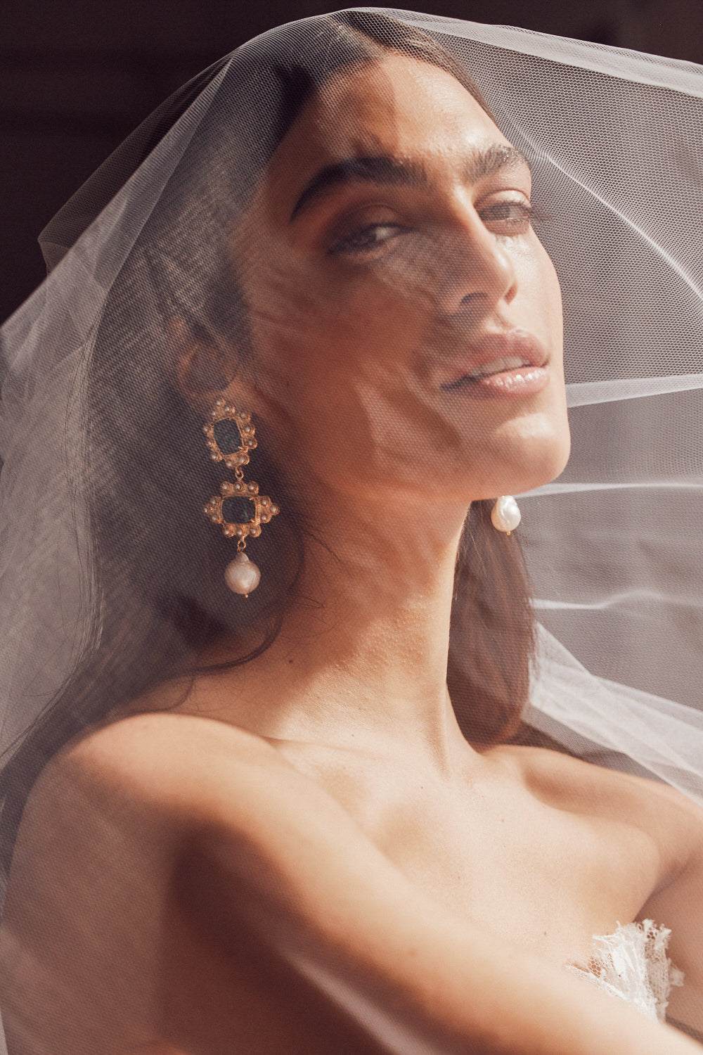 Luxury Designer Graciela Green & Blue Bridal Earrings by Christie Nicolaides