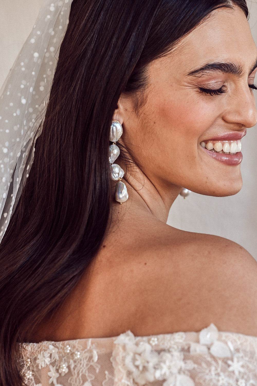 Luxury Designer Zealie Bridal Pearl Earrings by Christie Nicolaides