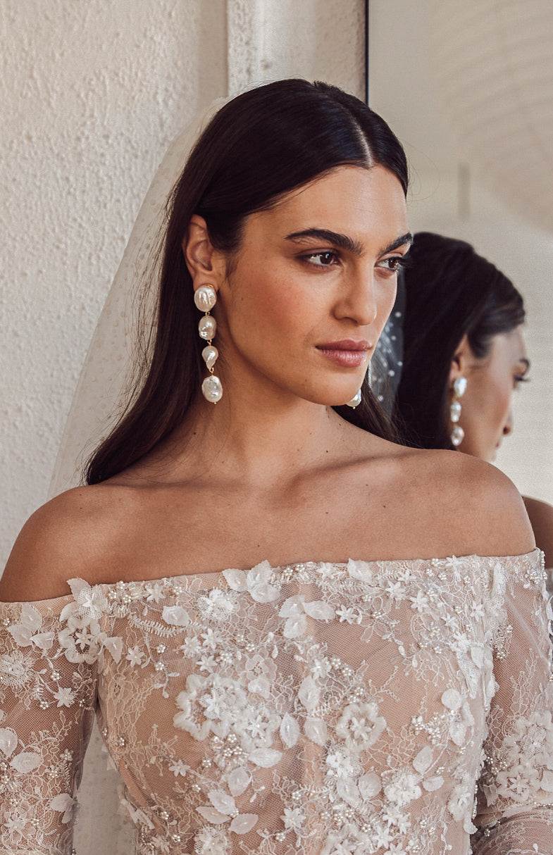 Luxury Designer Zealie Bridal Pearl Earrings by Christie Nicolaides