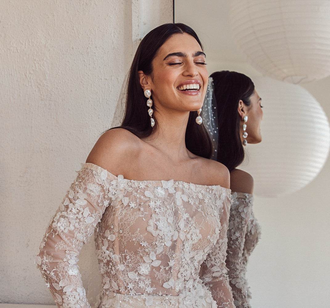 Luxury Designer Zealie Bridal Pearl Earrings by Christie Nicolaides