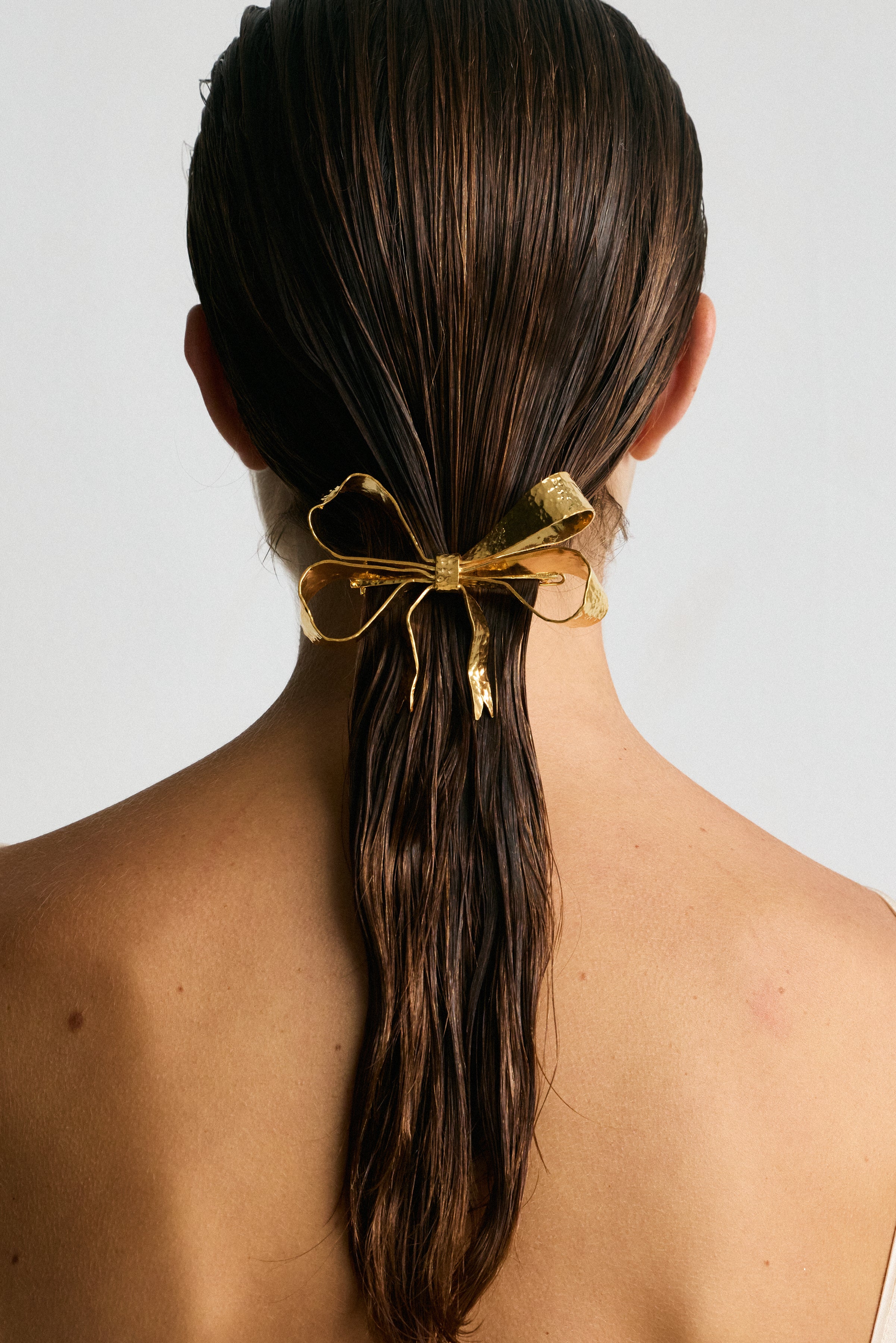 Luxury Designer Arianna Gold Bow Hair Clip by Christie Nicolaides