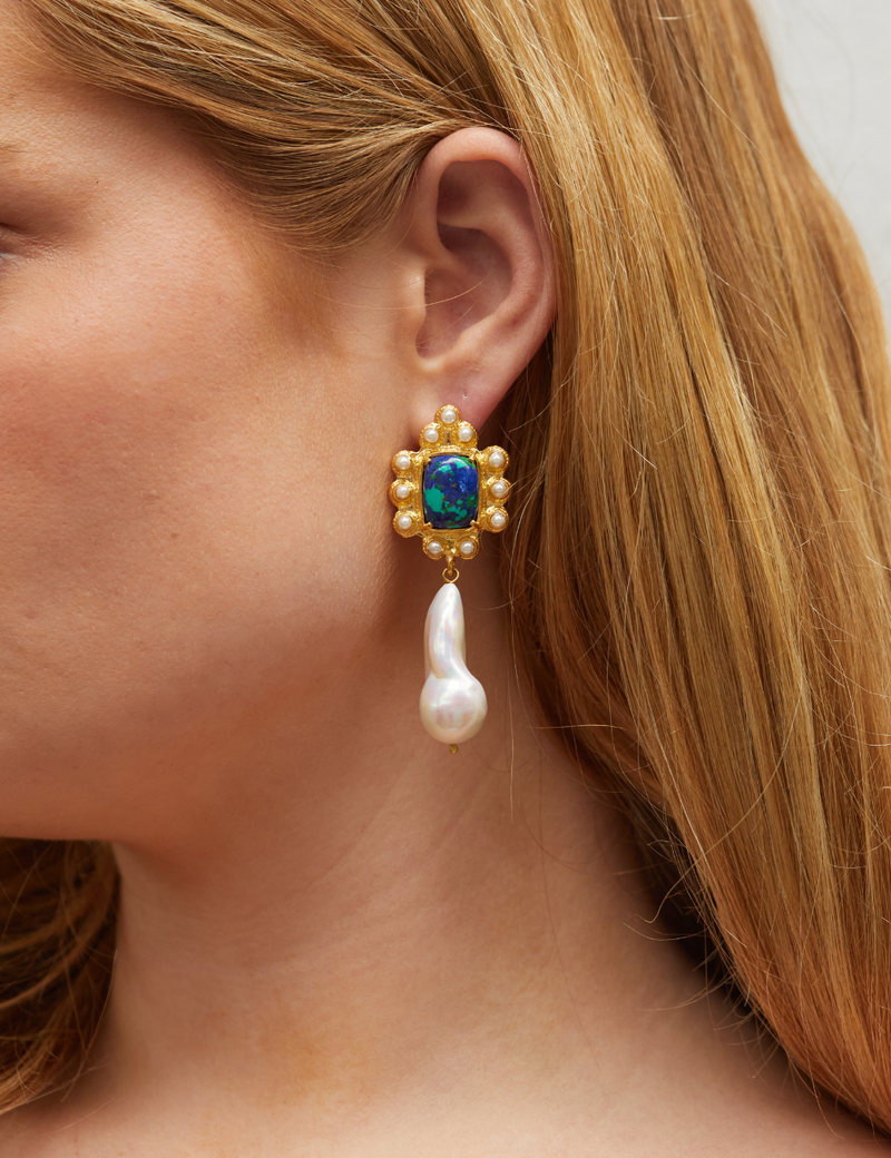 Amalita Earrings Green & Blue Christie Nicolaides