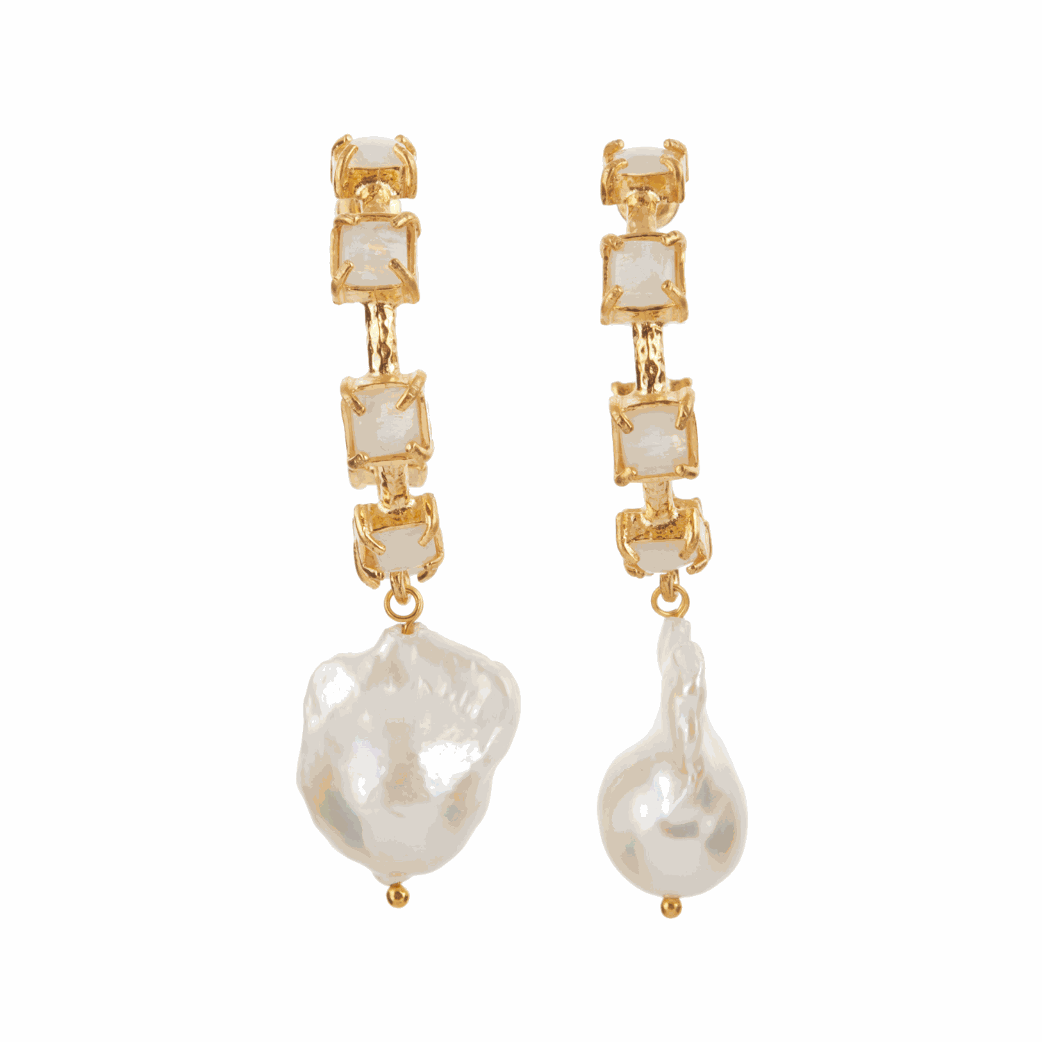 Luxury Designer Pearl Gold White Anita Hoops by Christie Nicolaides