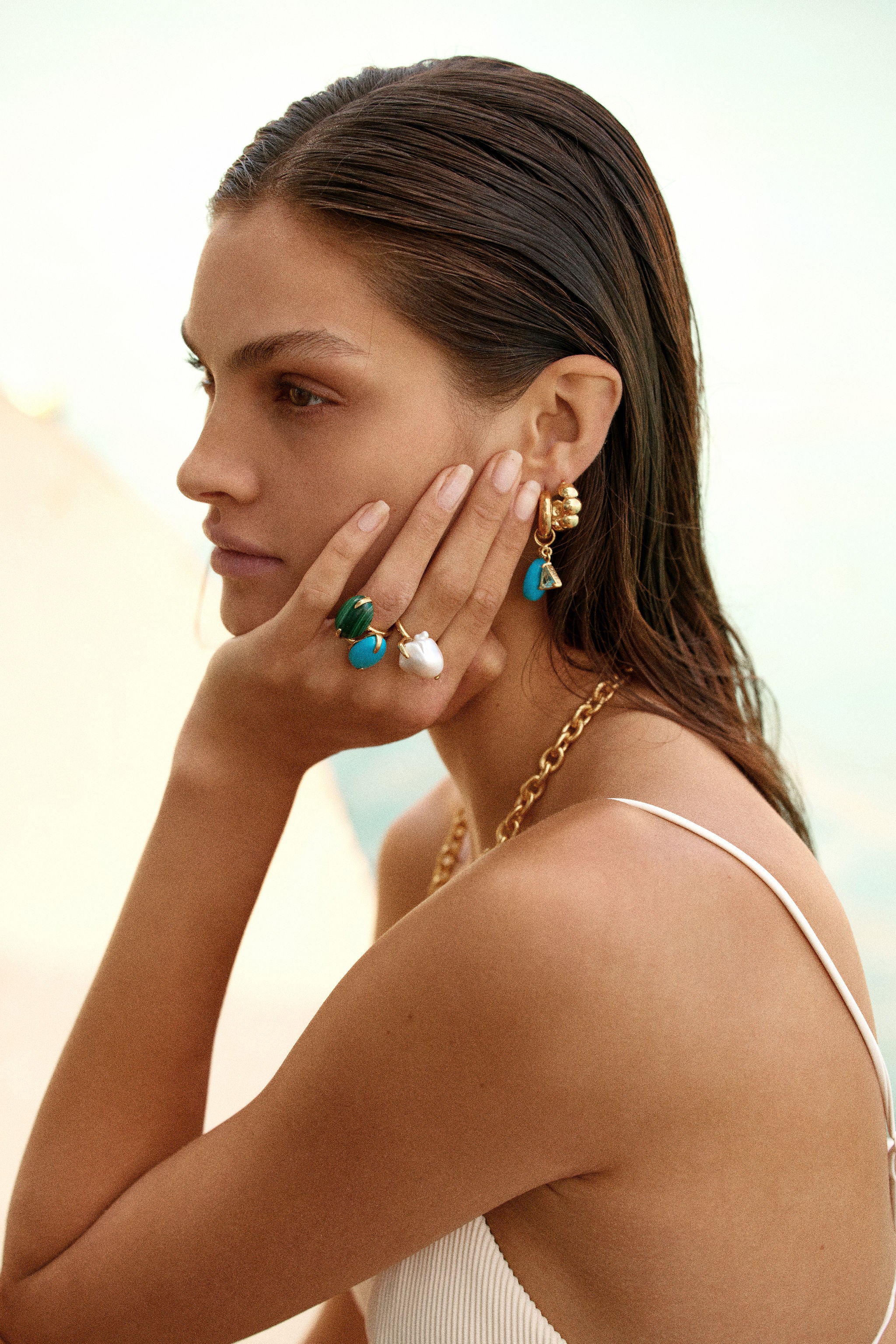 Natalia Imperfect Hoops Blue