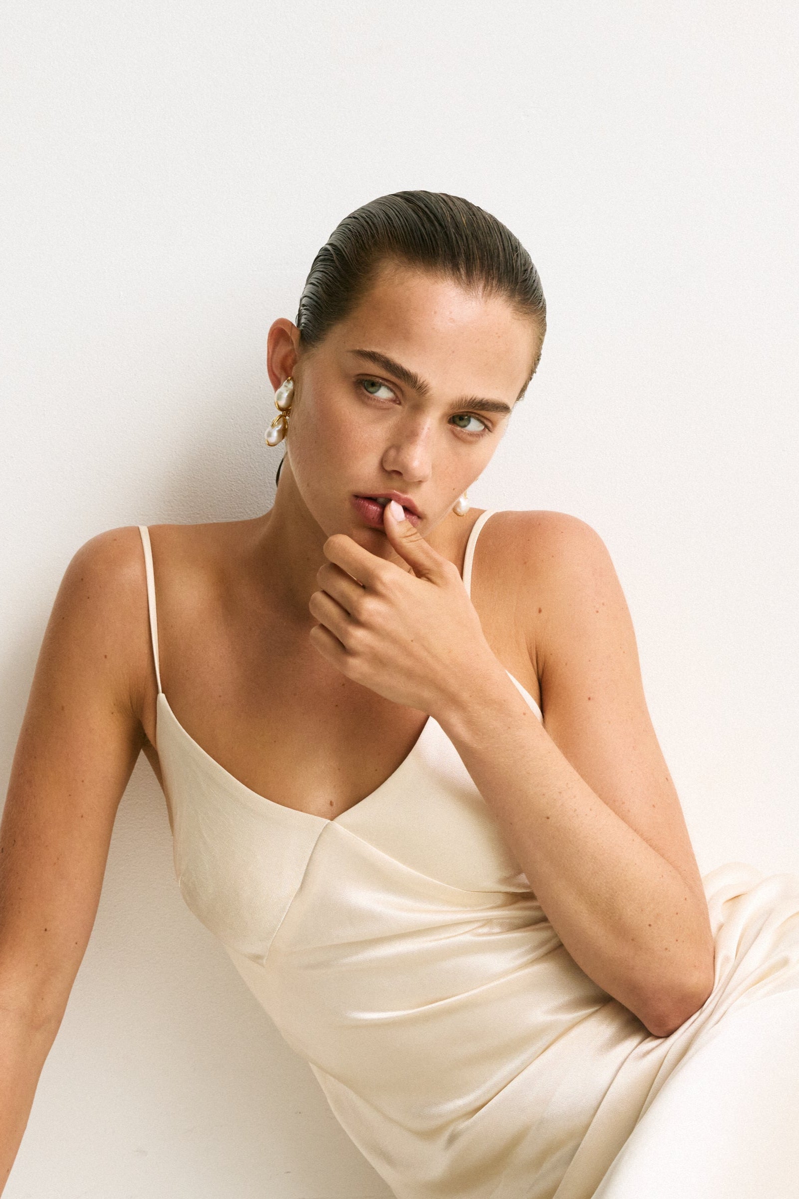 Luxury Designer Calli Pearl Gold Earrings by Christie Nicolaides