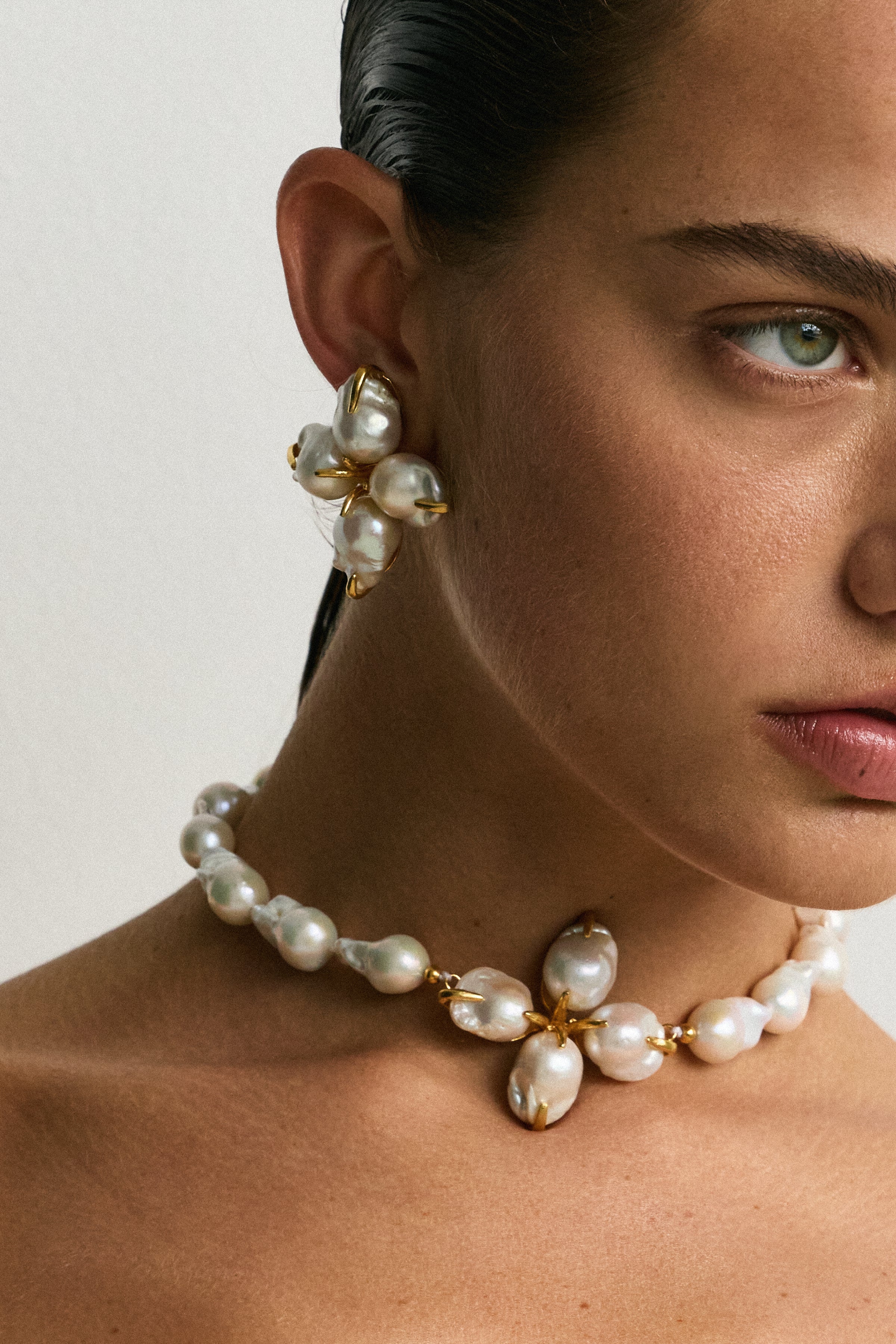 Luxury Designer Cordelia Pearl Flower Earrings by Christie Nicolaides