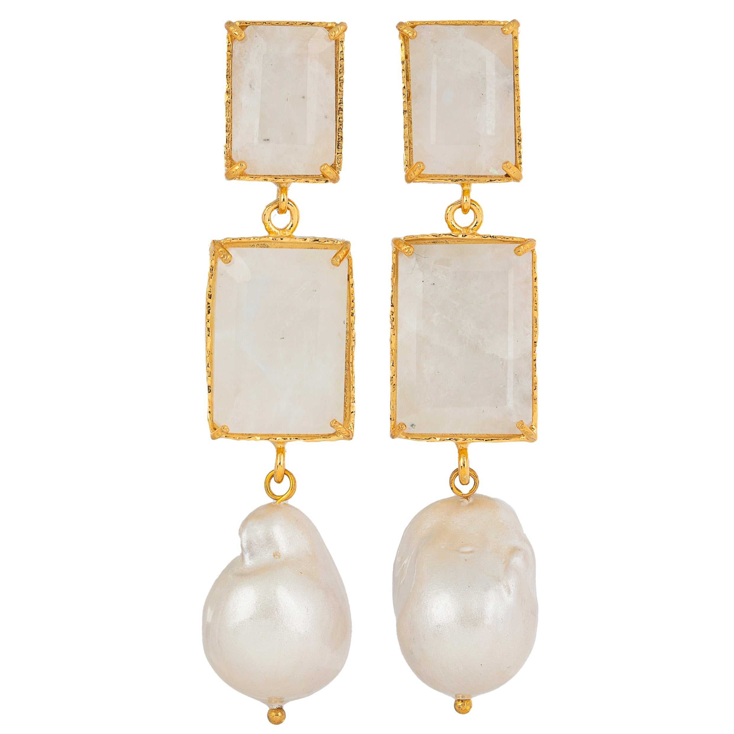 Luxury Designer Alice White Pearl Earrings by Christie Nicolaides 