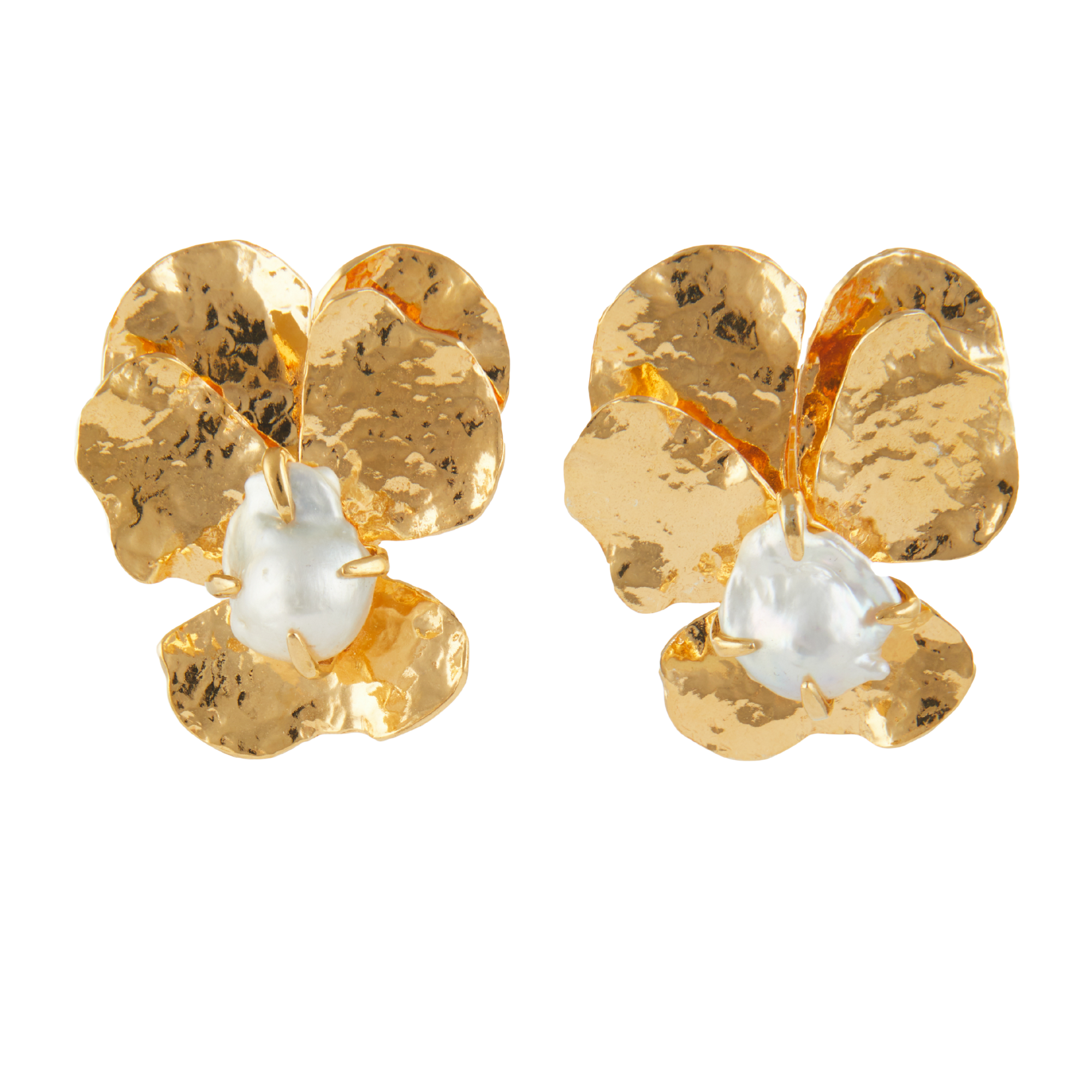 Luxury Designer Cece Gold Flower Pearl Earrings by Christie Nicolaides