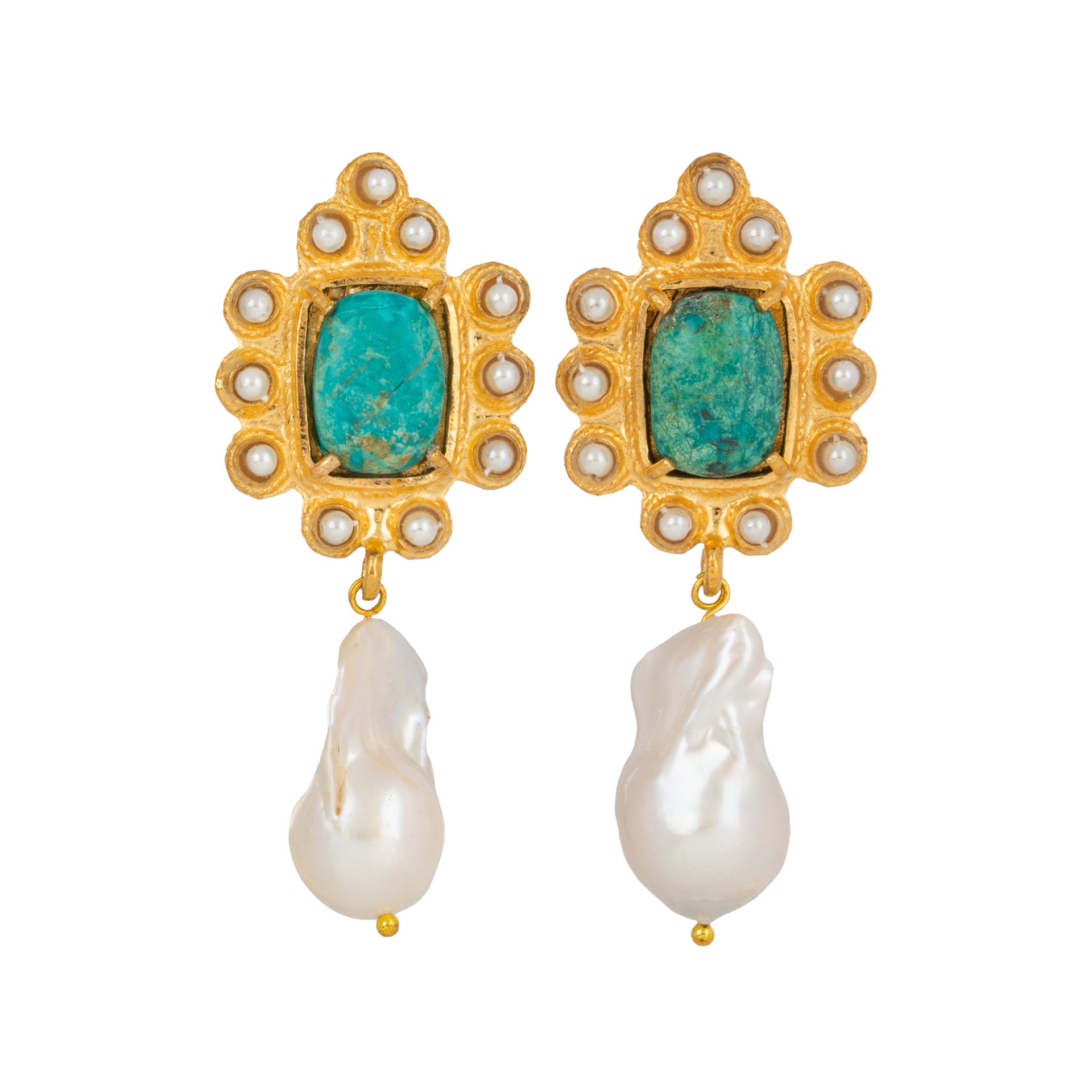 Amalita Pearl & Turquoise Earrings by Christie Nicolaides