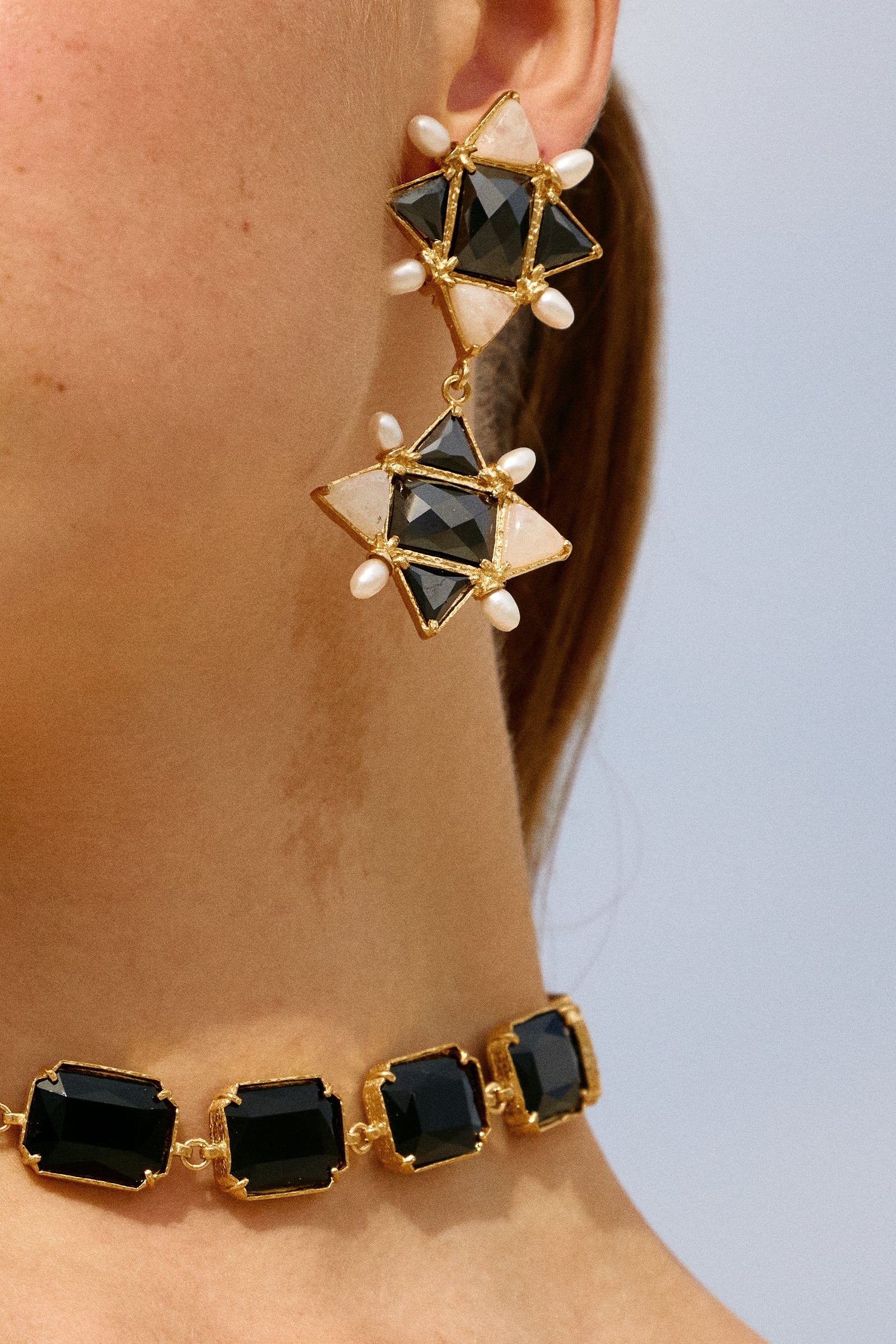 Ariadne Earrings Black & White