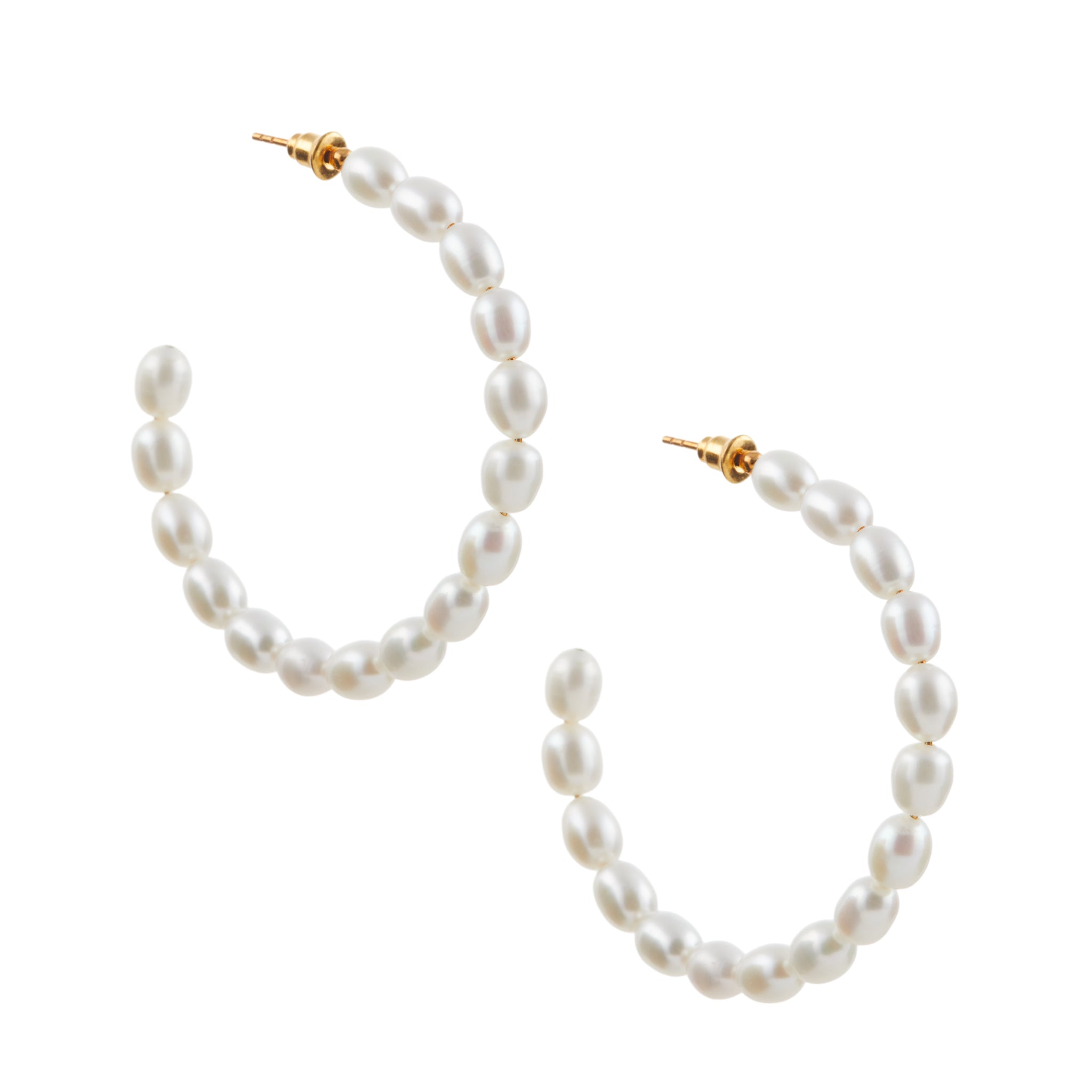 Christie Nicolaides Ilena hoop earrings with baroque freshwater pearl, 24k gold plated