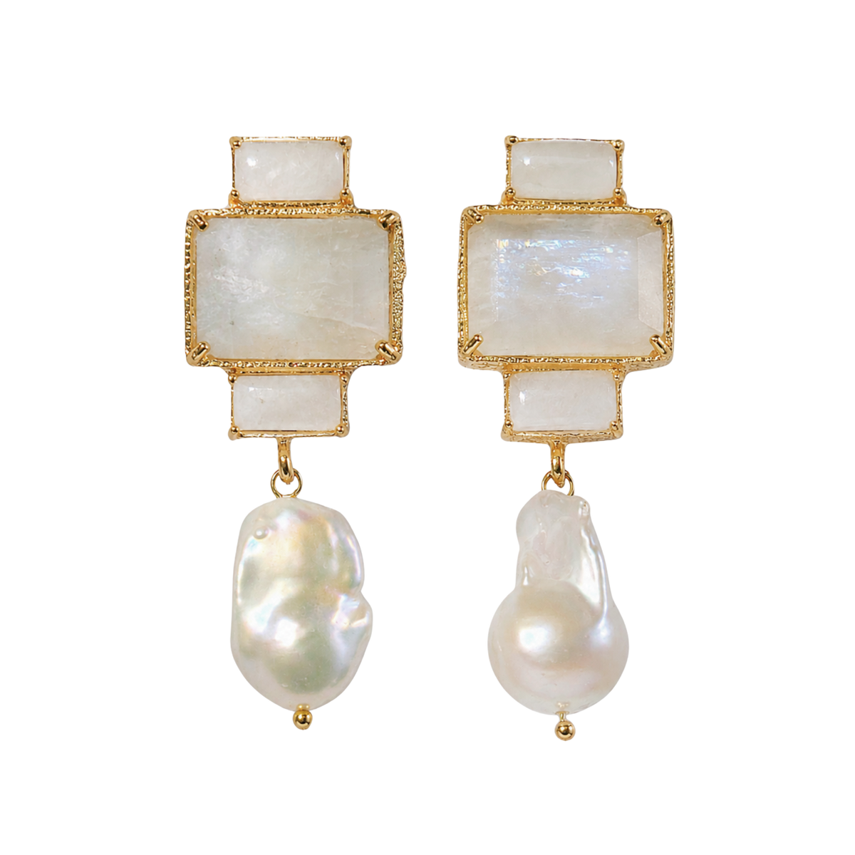 White Moonstone Bambina Earrings by Christie Nicolaides