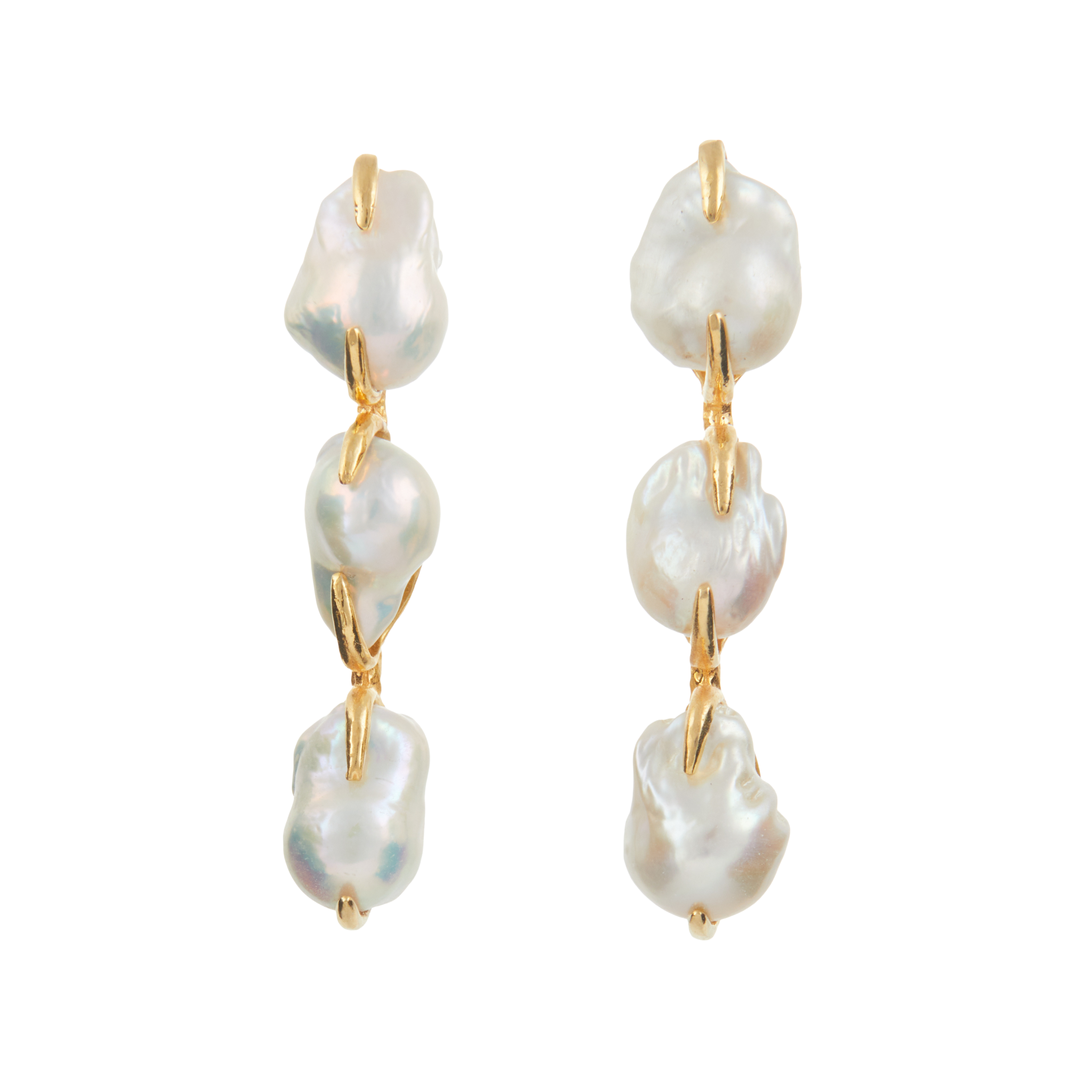 Luxury Designer Angela Pearl Gold Earrings by Christie Nicolaides