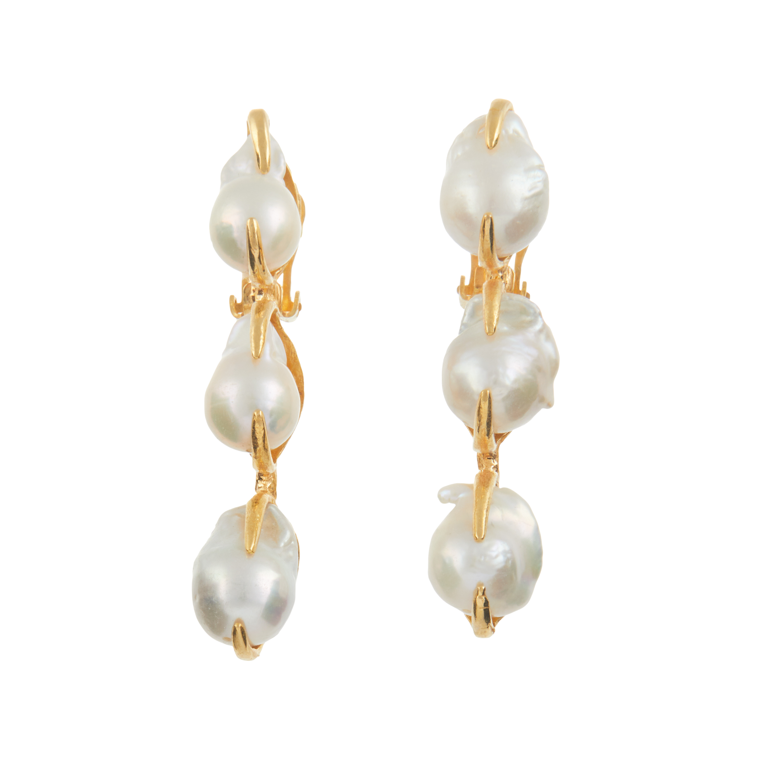 Luxury Designer Angela Pearl Gold Earrings by Christie Nicolaides