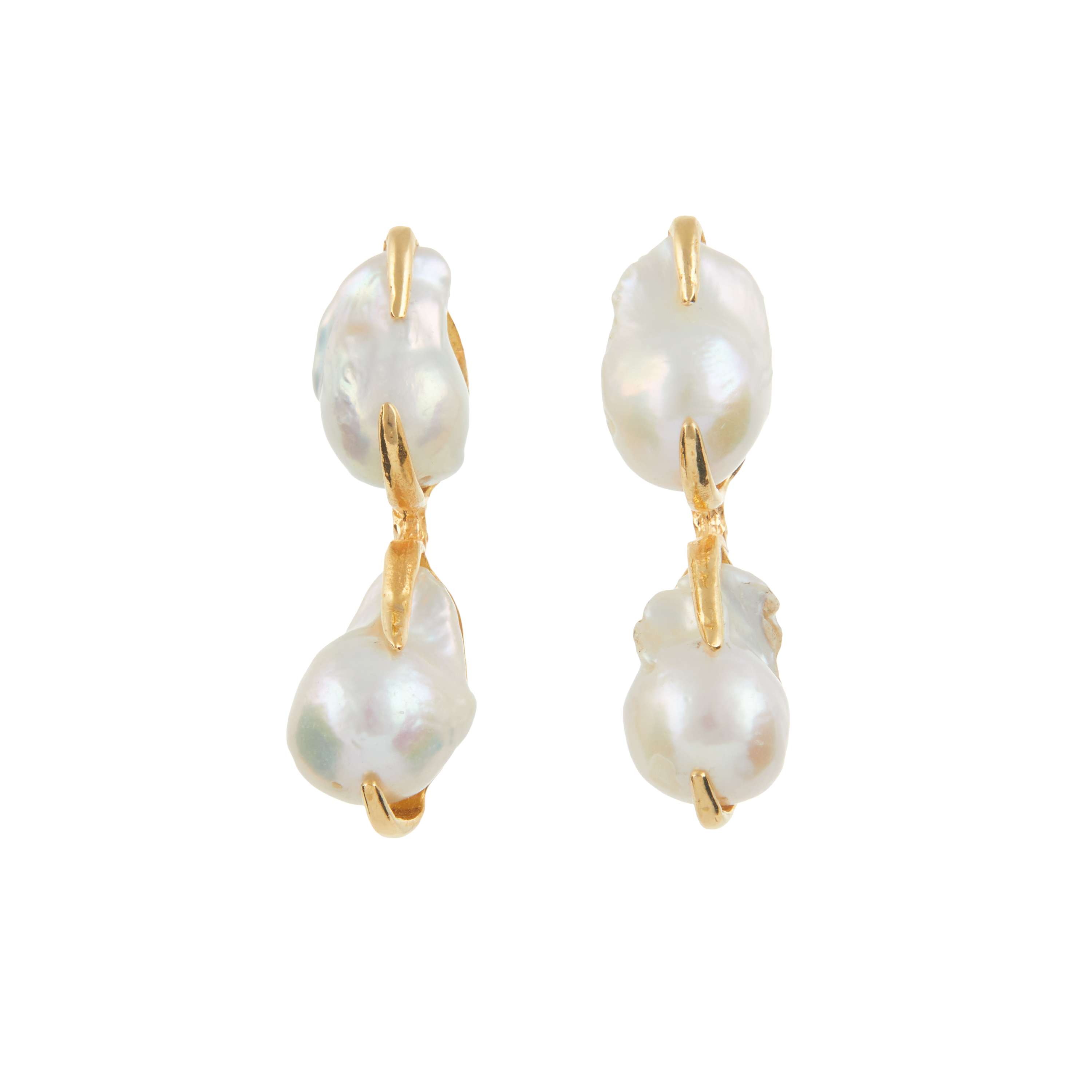 Luxury Designer Calli Pearl Gold Earrings by Christie Nicolaides